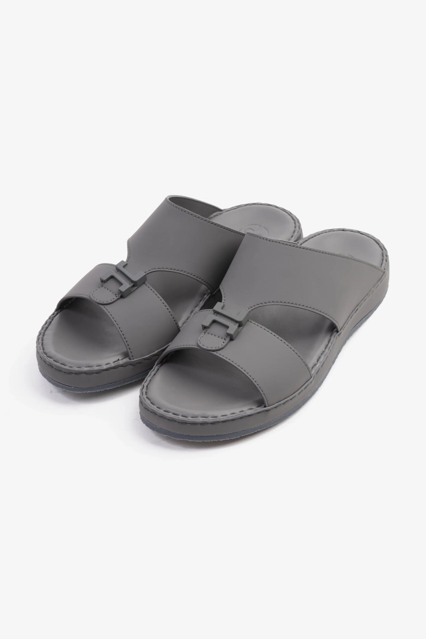 Comfort Plus Men's Matte Leather Stylish Trim Arabic Sandals Dark Grey MSDCP3002