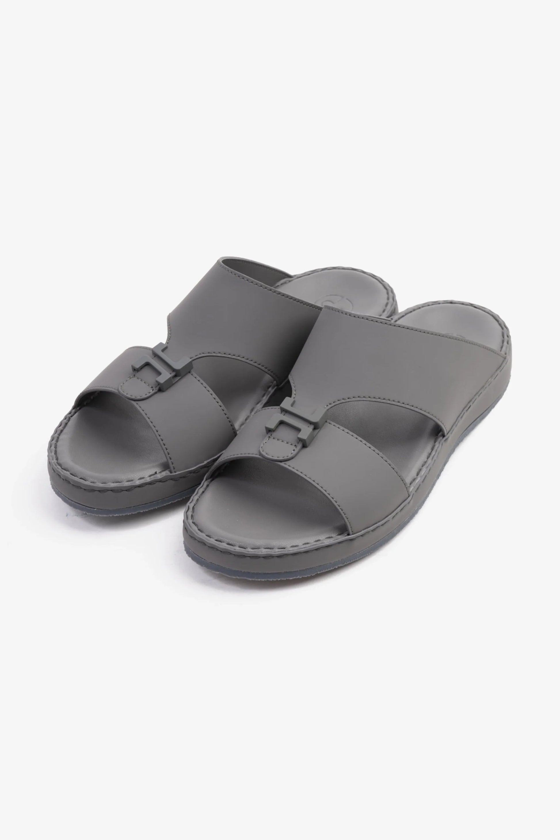 Comfort Plus Men's Matte Leather Stylish Trim Arabic Sandals Dark Grey MSDCP3002