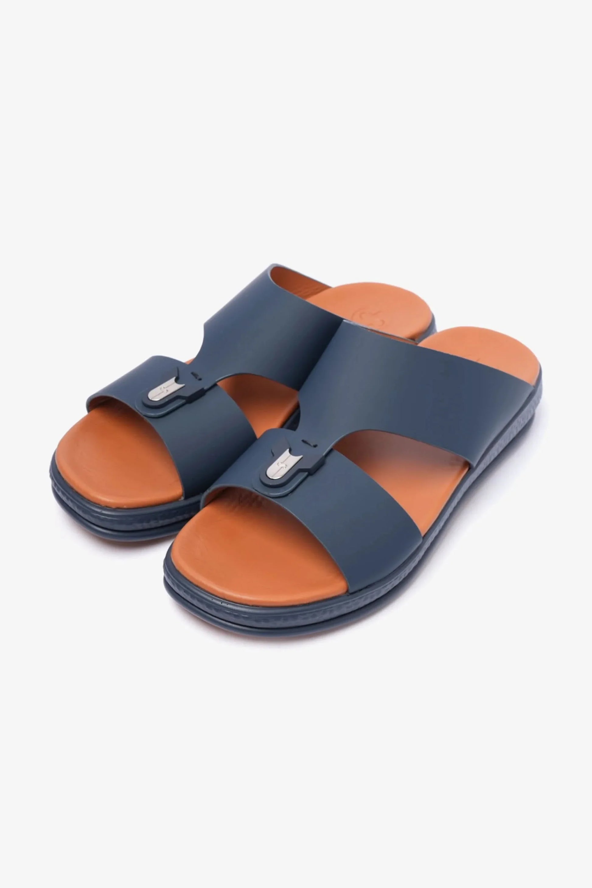 Comfort Plus Men's Buckle Leather Sandals Navy MSDCPD101