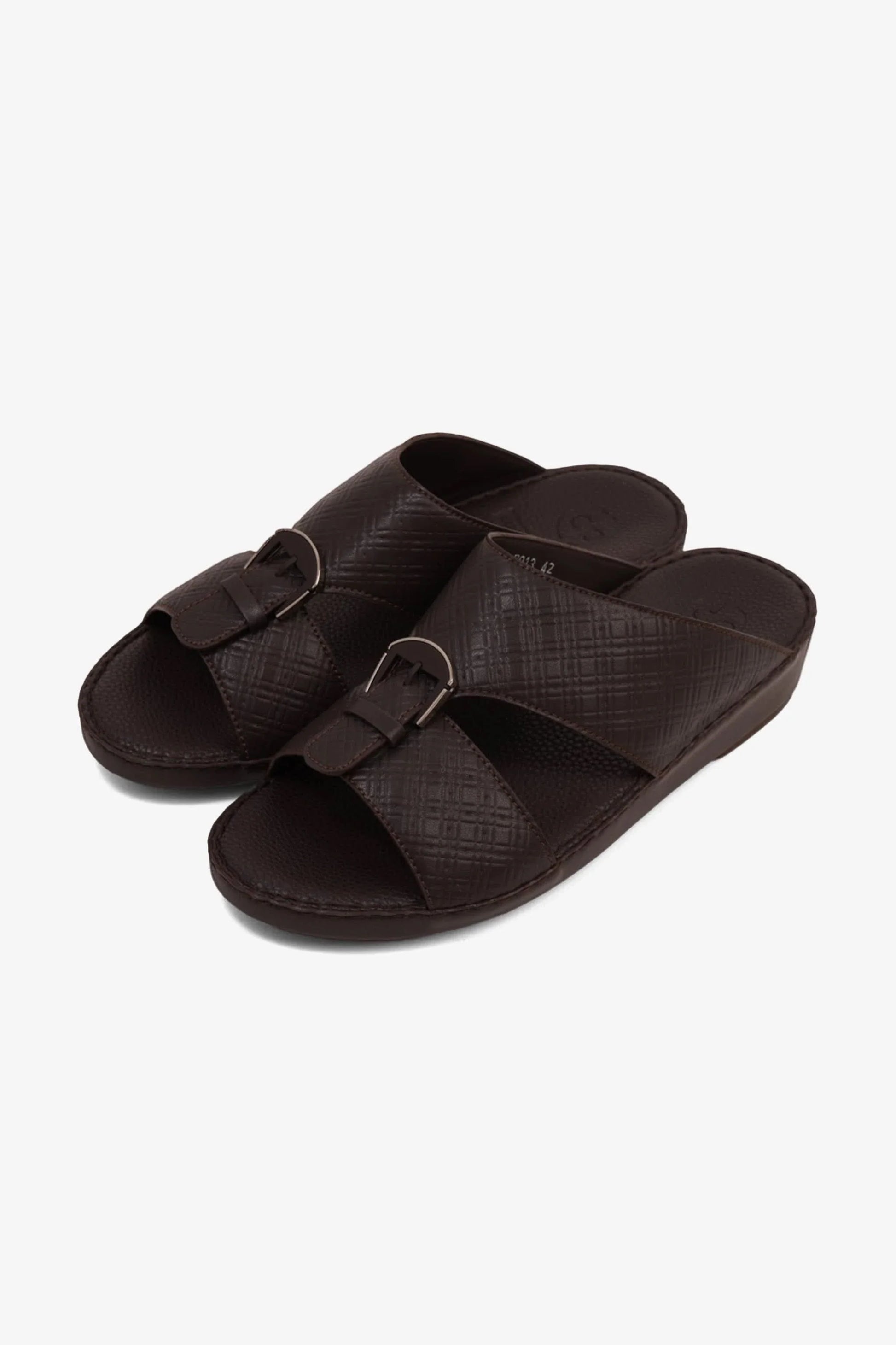 Comfort Plus Men's Cushioned Leather Arabic Sandals Brown MSDCP7013