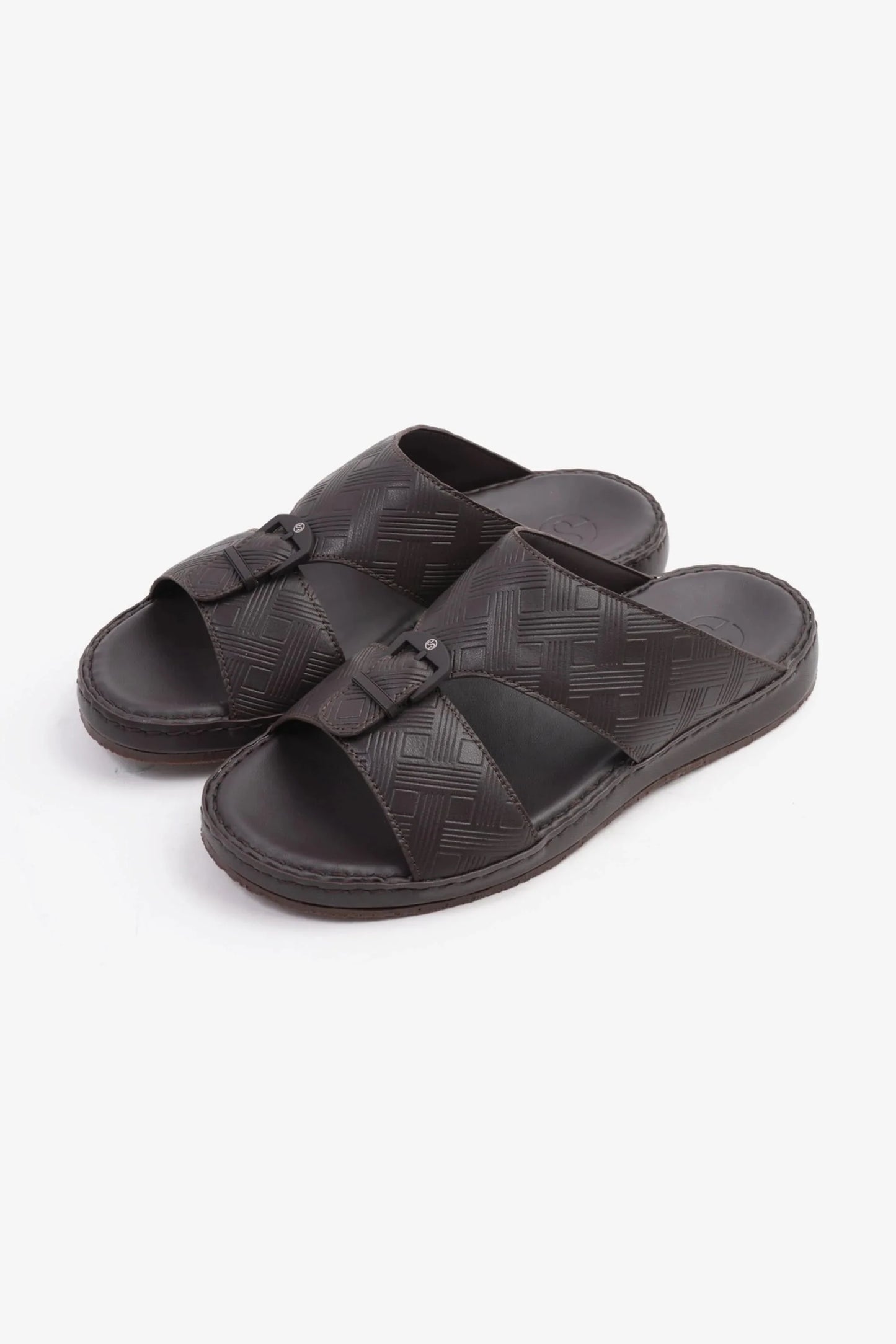 Comfort Plus Men's Embossed Arabic Leather Sandals Brown MSDCP3001
