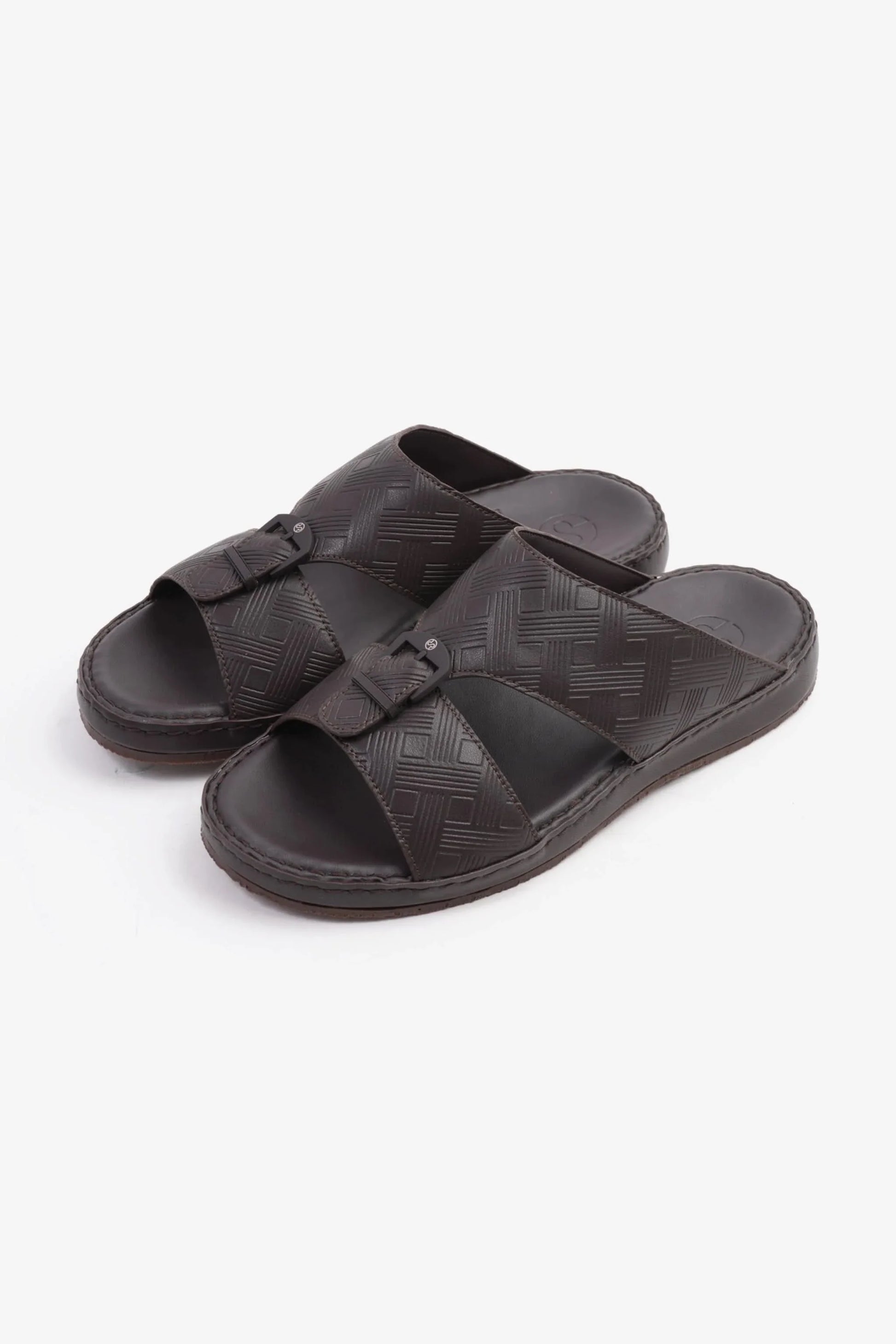 Comfort Plus Men's Embossed Arabic Leather Sandals Brown MSDCP3001