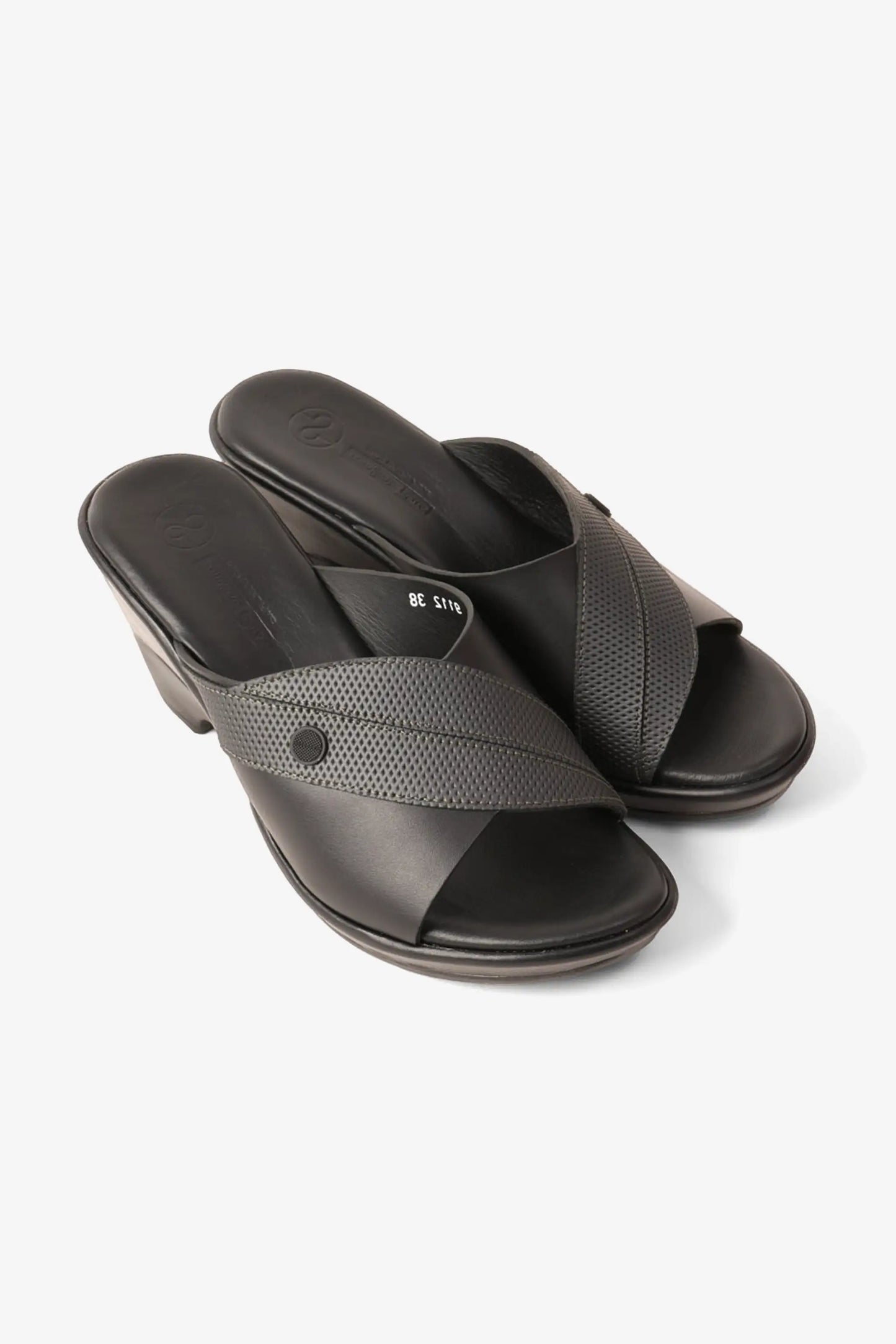 Comfort Plus Women's Supportive Low Heel Leather Mules Black LSDCP9112