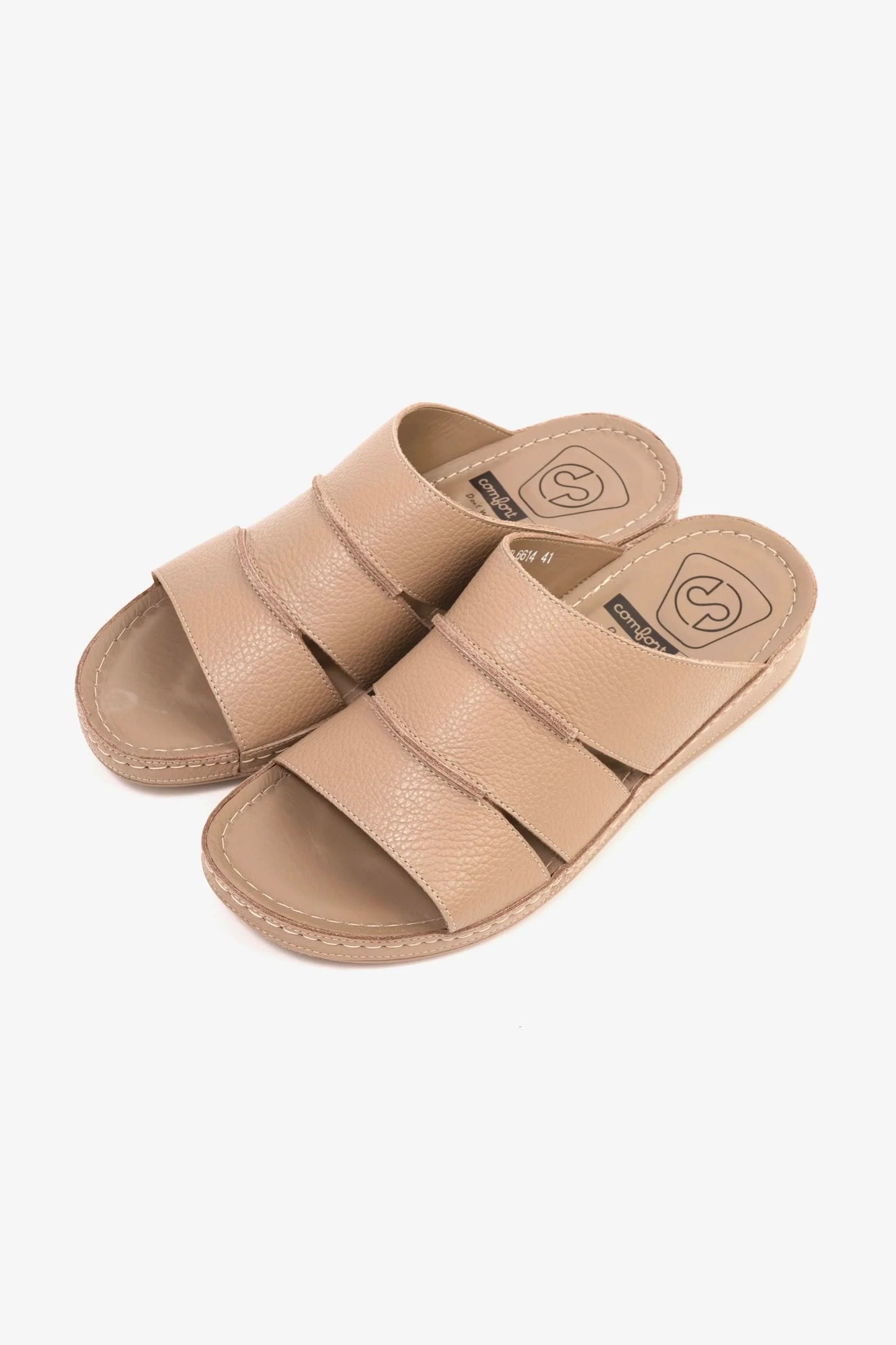 Comfort Plus Men's Leather Slide Sandals Sand MSDCP6614