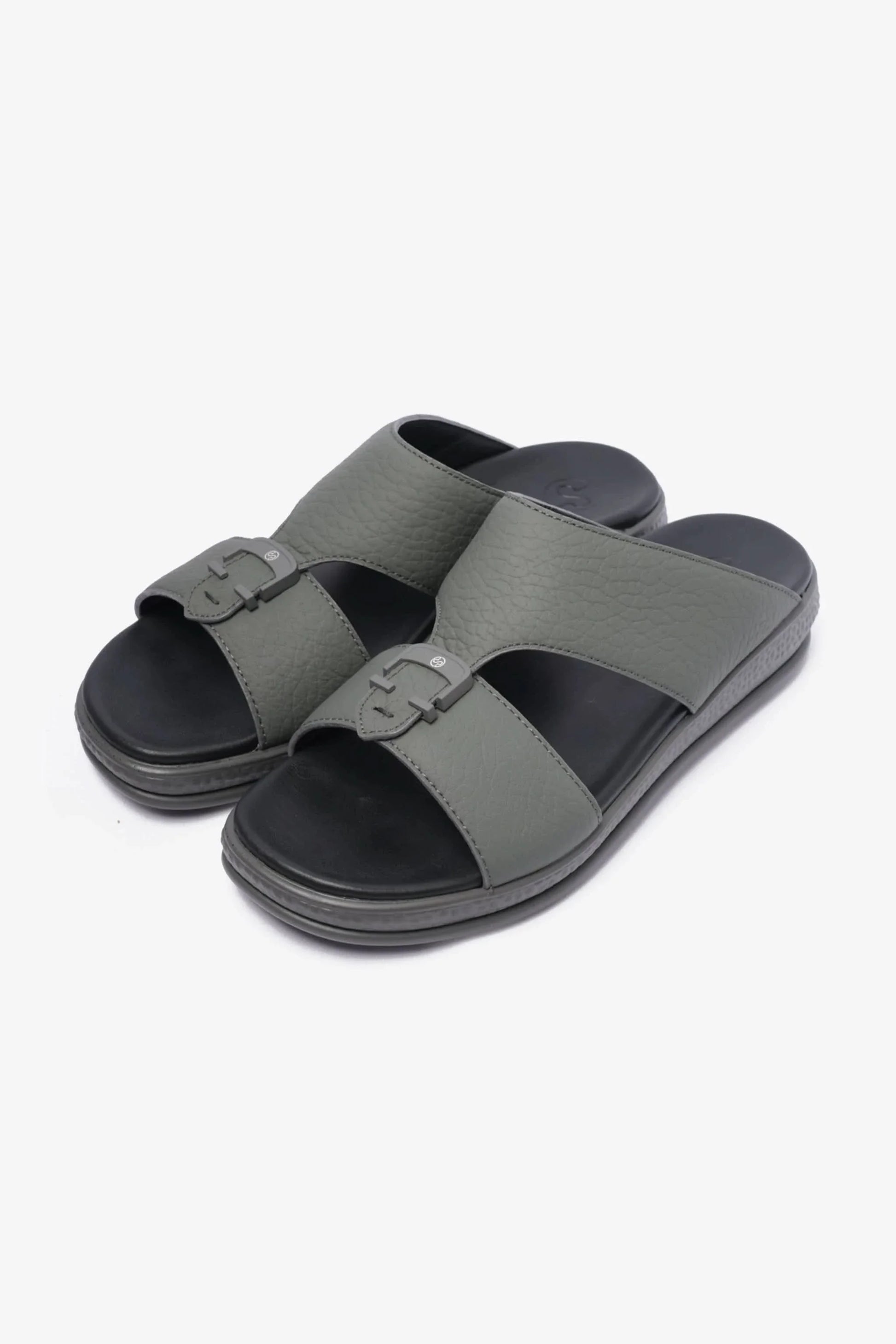 Comfort Plus Men's Stylish Trim Leather Sandals Grey MSDCPD103