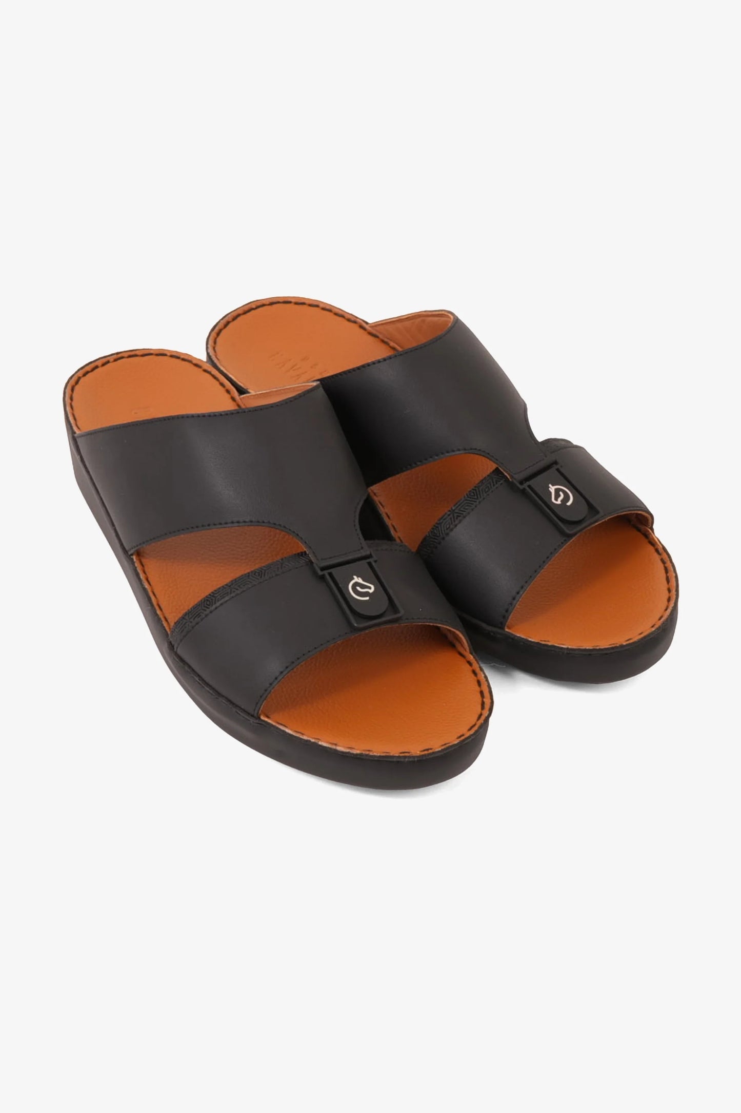Cavalier Uomo Men's Premium Leather Arabic Sandals Black MSDCV1113