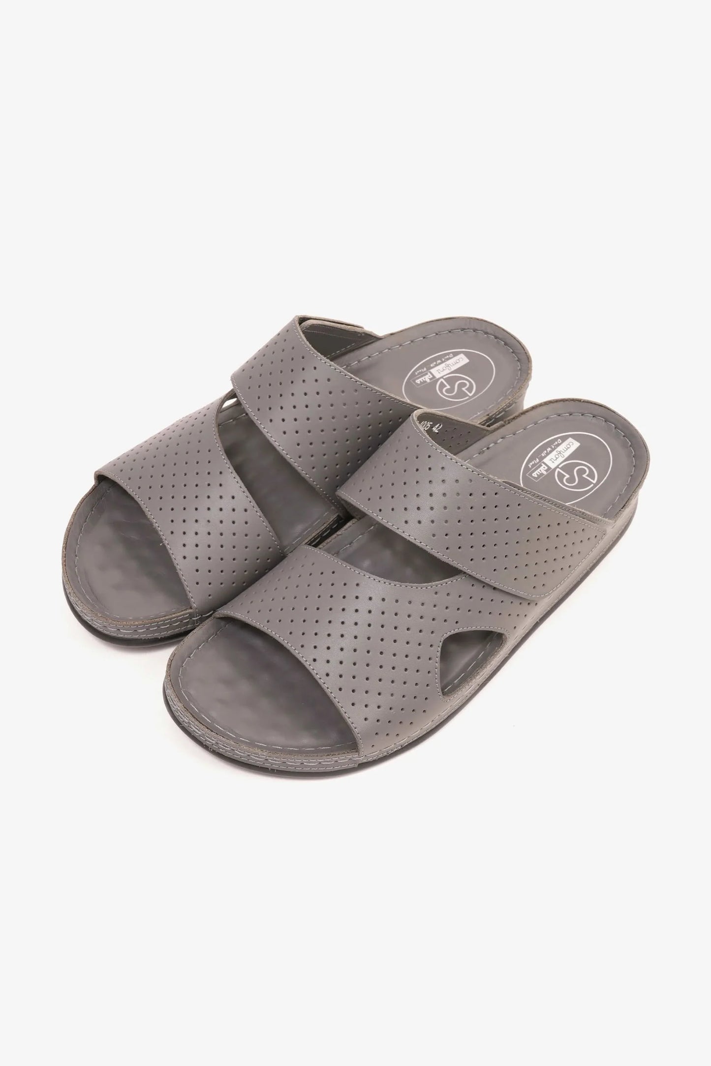 Comfort Plus Men's Al Waha Textured Slip-On Arabic Sandals Grey MSDCP4005