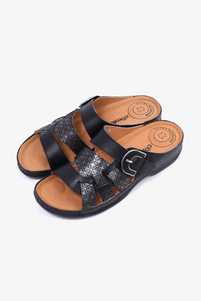 Comfort Plus Women's Mid Heel Sandals Black LSDCP584