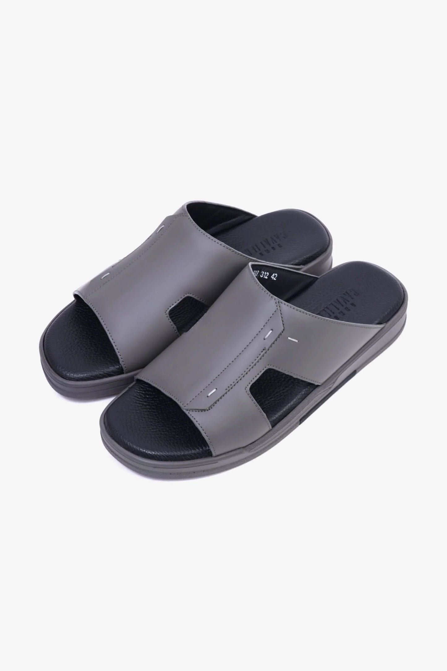 Cavalier Uomo Men's Leather Slide Sandals Grey MSDCVHAR312