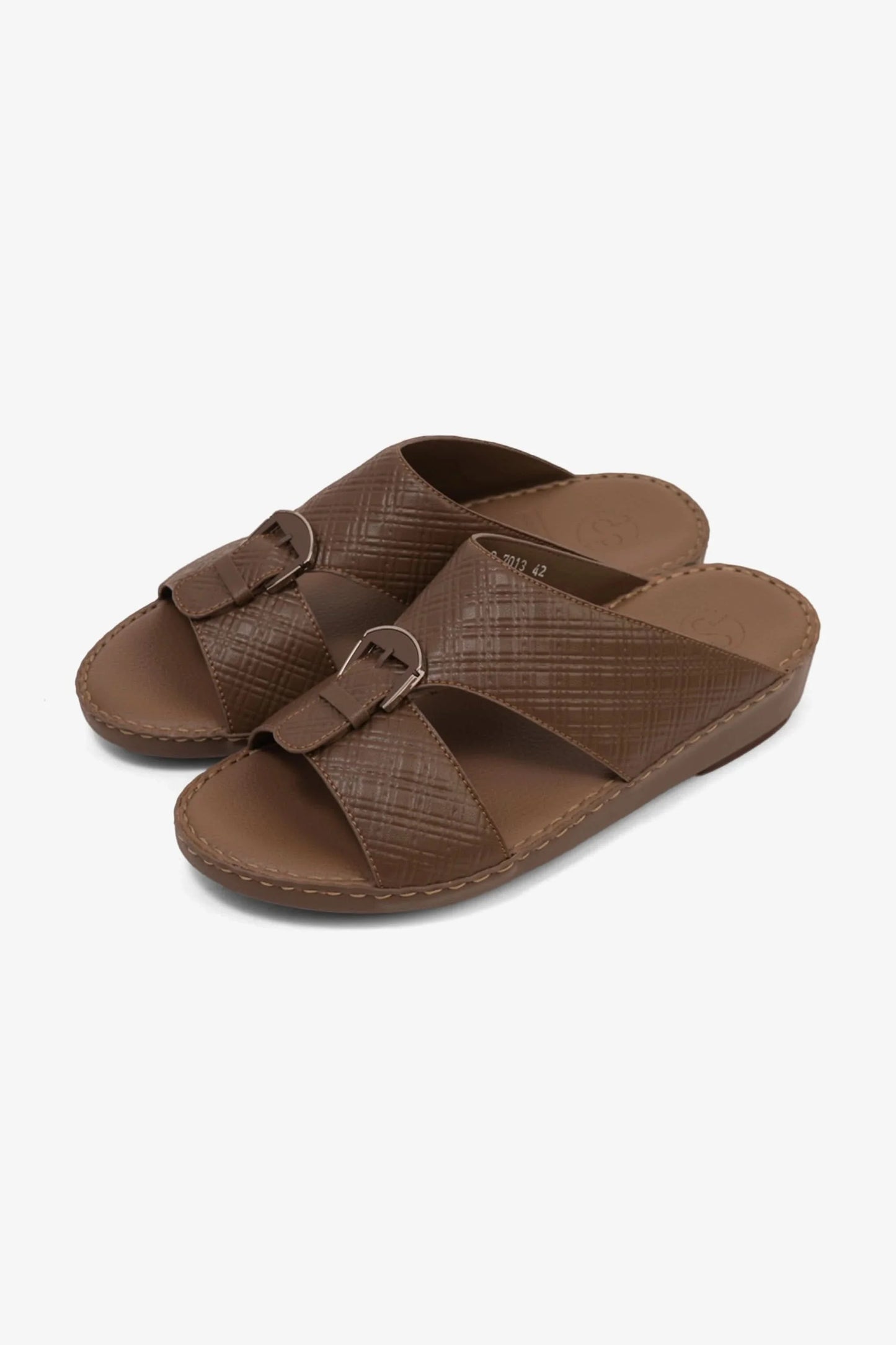 Comfort Plus Men's Cushioned Leather Slip-On Sandals Truffle MSDCP7013
