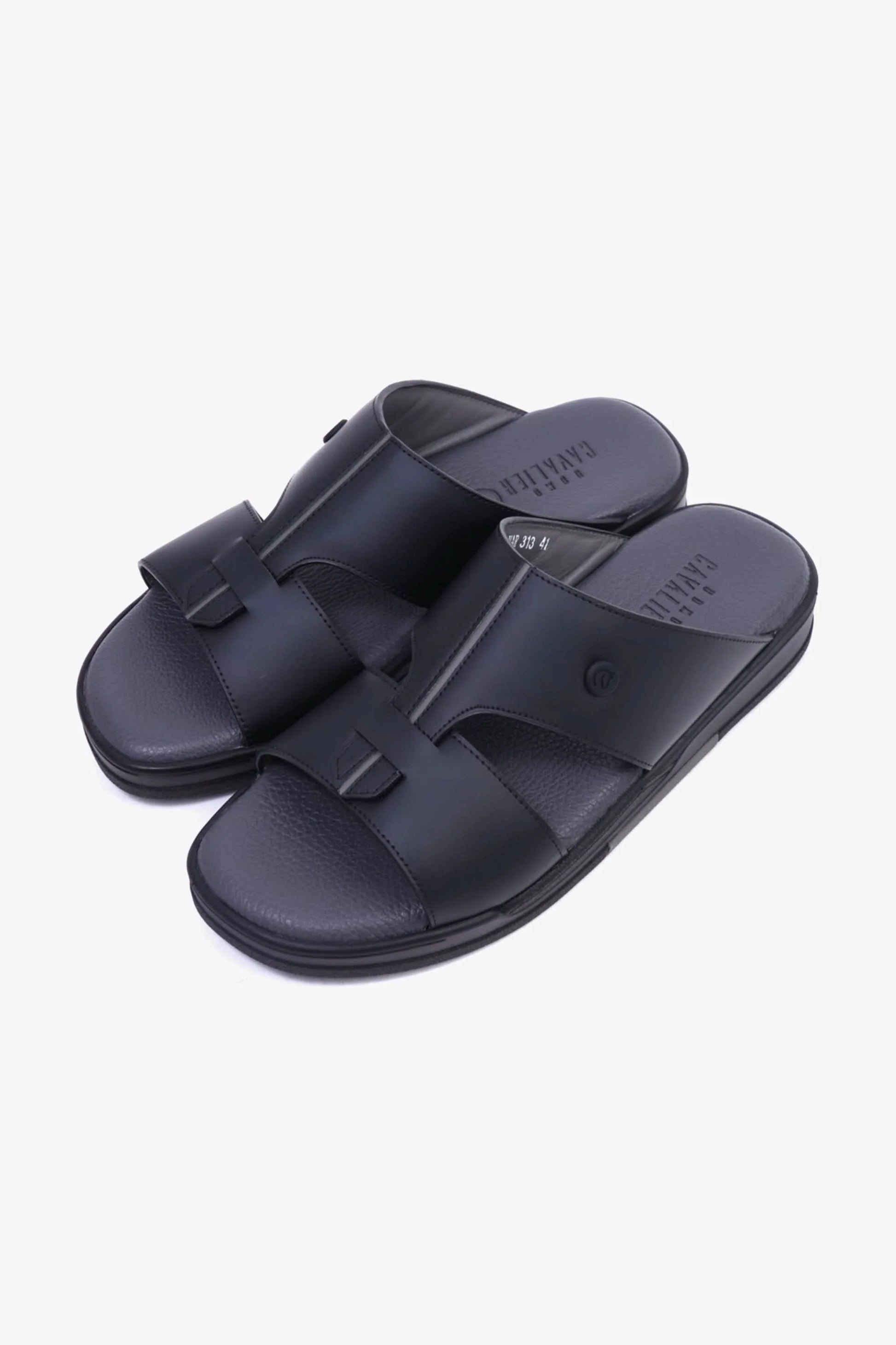 Cavalier Uomo Men's Cut-Out Leather Sandals Black MSDCVHAR313