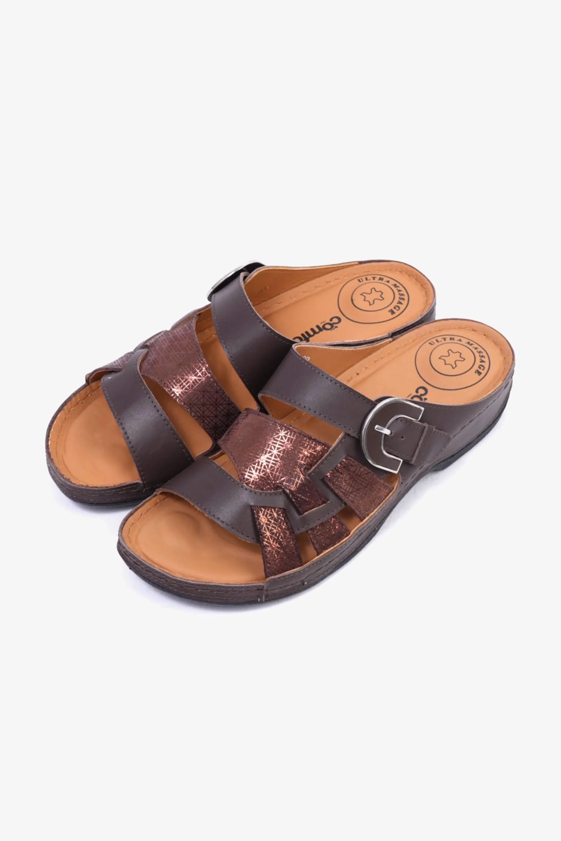Comfort Plus Women's Double Buckle Sandals Brown LSDCP584
