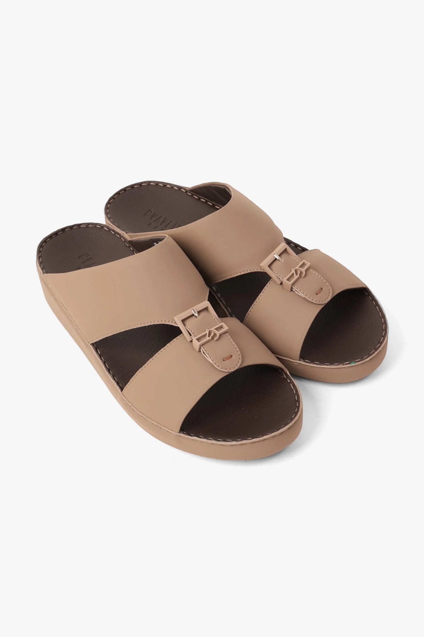 Cavalier Uomo Men's Embossed Leather Handstitched Arabic Sandals Stone MSDCV1101