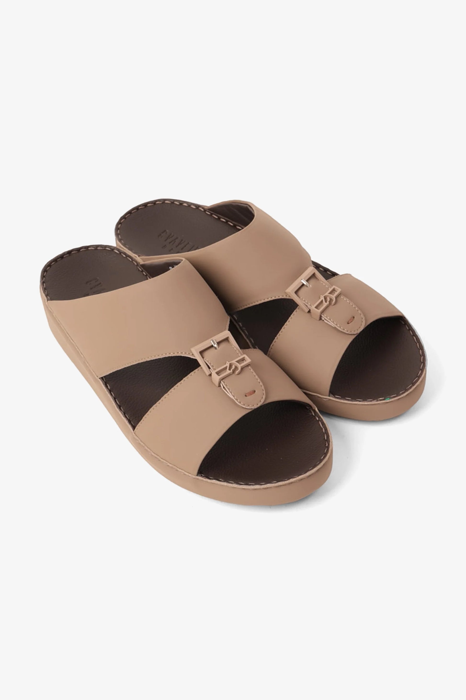 Cavalier Uomo Men's Embossed Leather Handstitched Arabic Sandals Stone MSDCV1101
