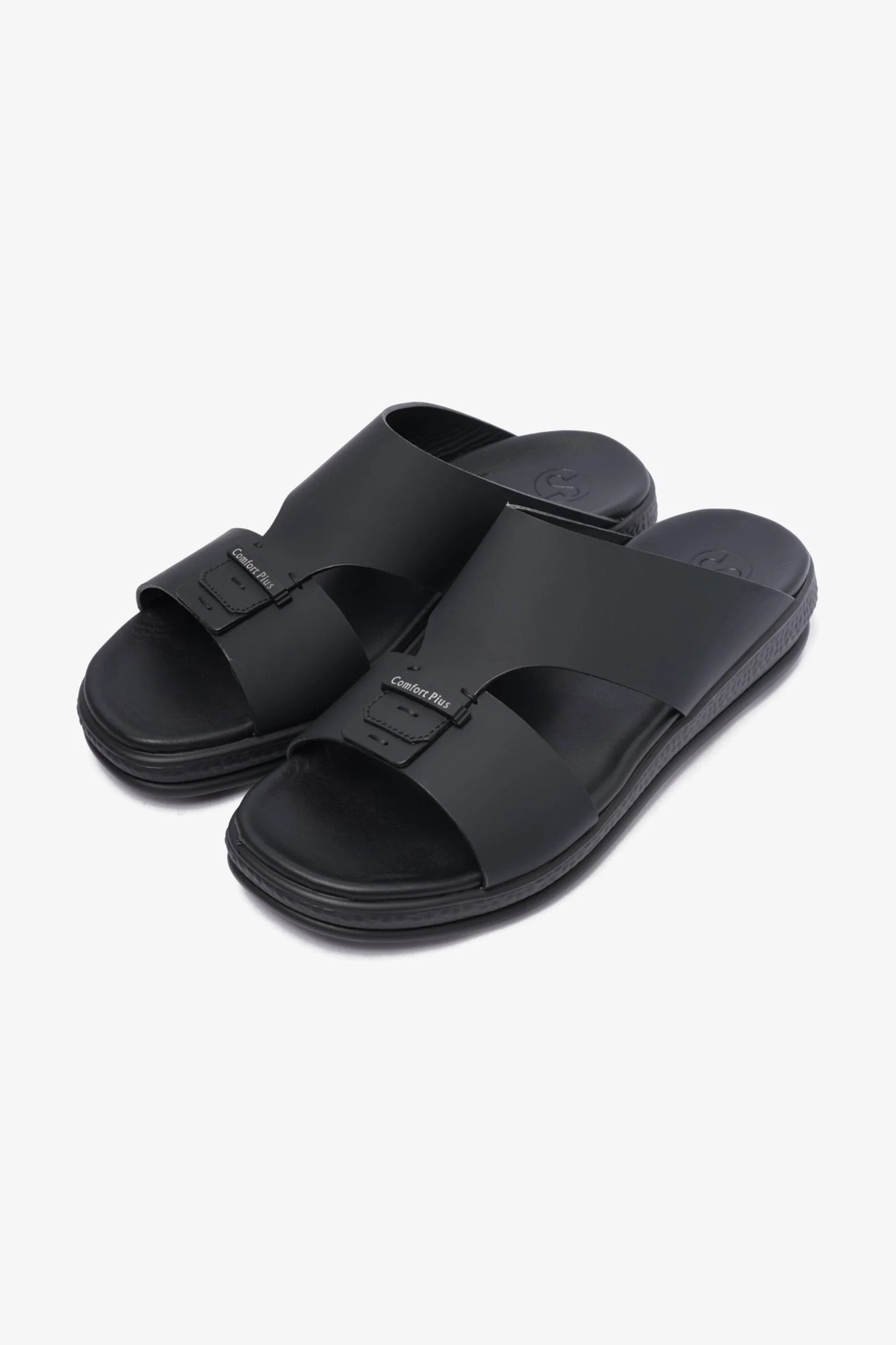 Comfort Plus Men's Stylish Matte Leather Sandals Black MSDCPD102