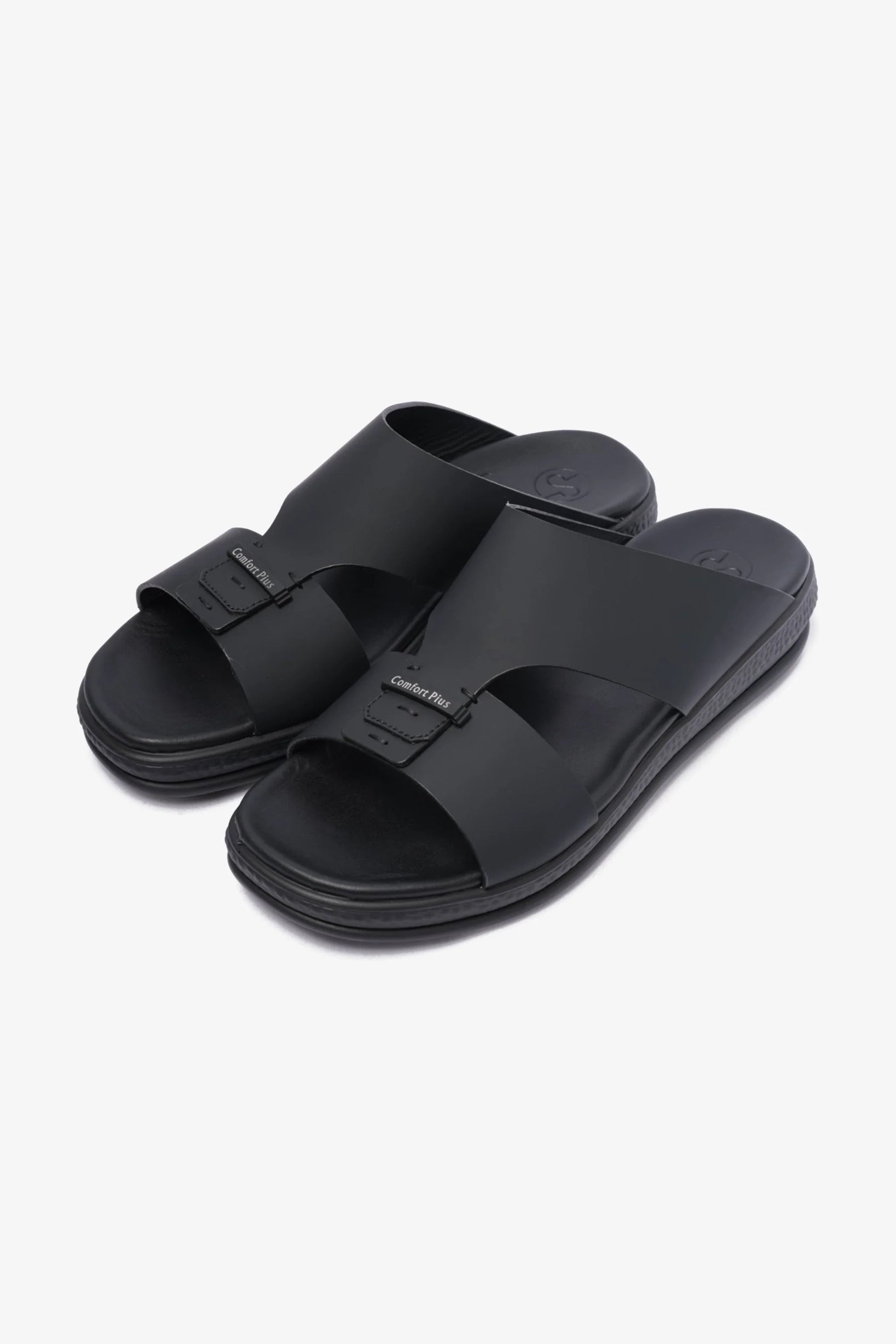 Comfort Plus Men's Stylish Matte Leather Sandals Black MSDCPD102