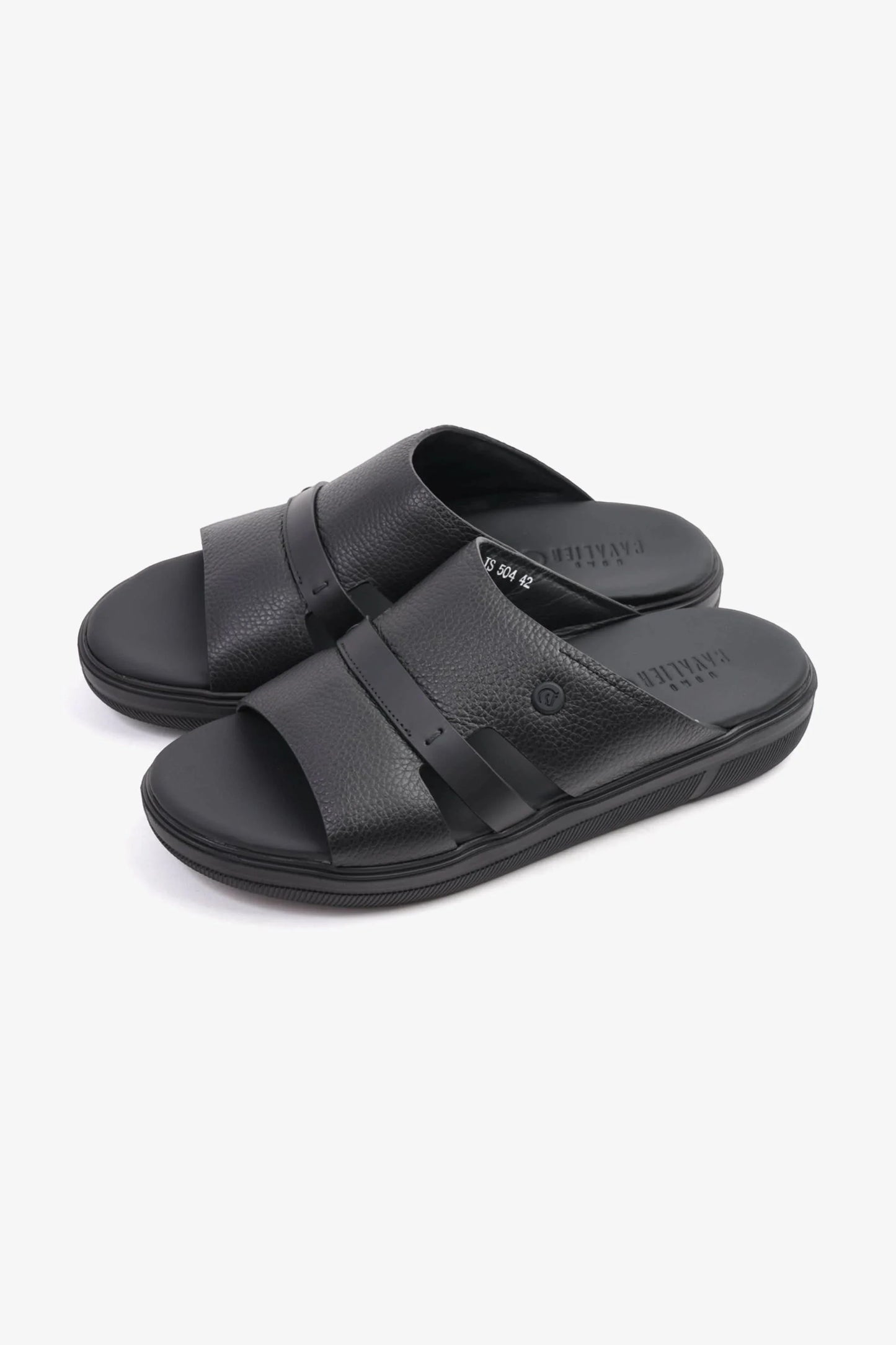 Cavalier Uomo Men's Crafted Genuine Leather Arabic Sandals Black MSDCVJS504