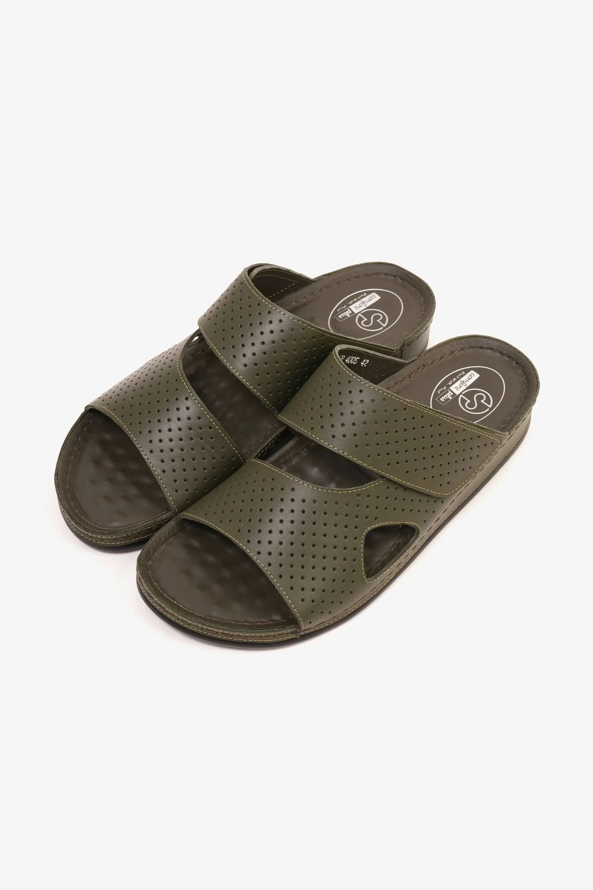 Comfort Plus Men's Al Waha Textured Arabic Sandals Olive MSDCP4005