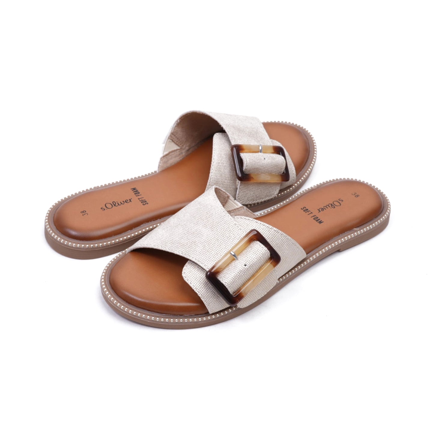 S. Oliver Soft Foam Buckle Sandals Champagne