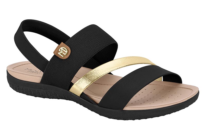 SANDALIA FEMININA   ELAST/NP FLOAT NATURE/BRILHO ITALIA	BLACK GOLDEN TAN