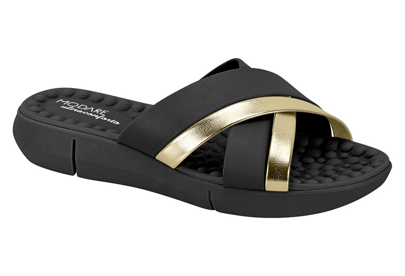 TAMANCO FEMININO   NAPA FLOATHER NATURE/BRILHO ITALIA BLACK/GOLDEN