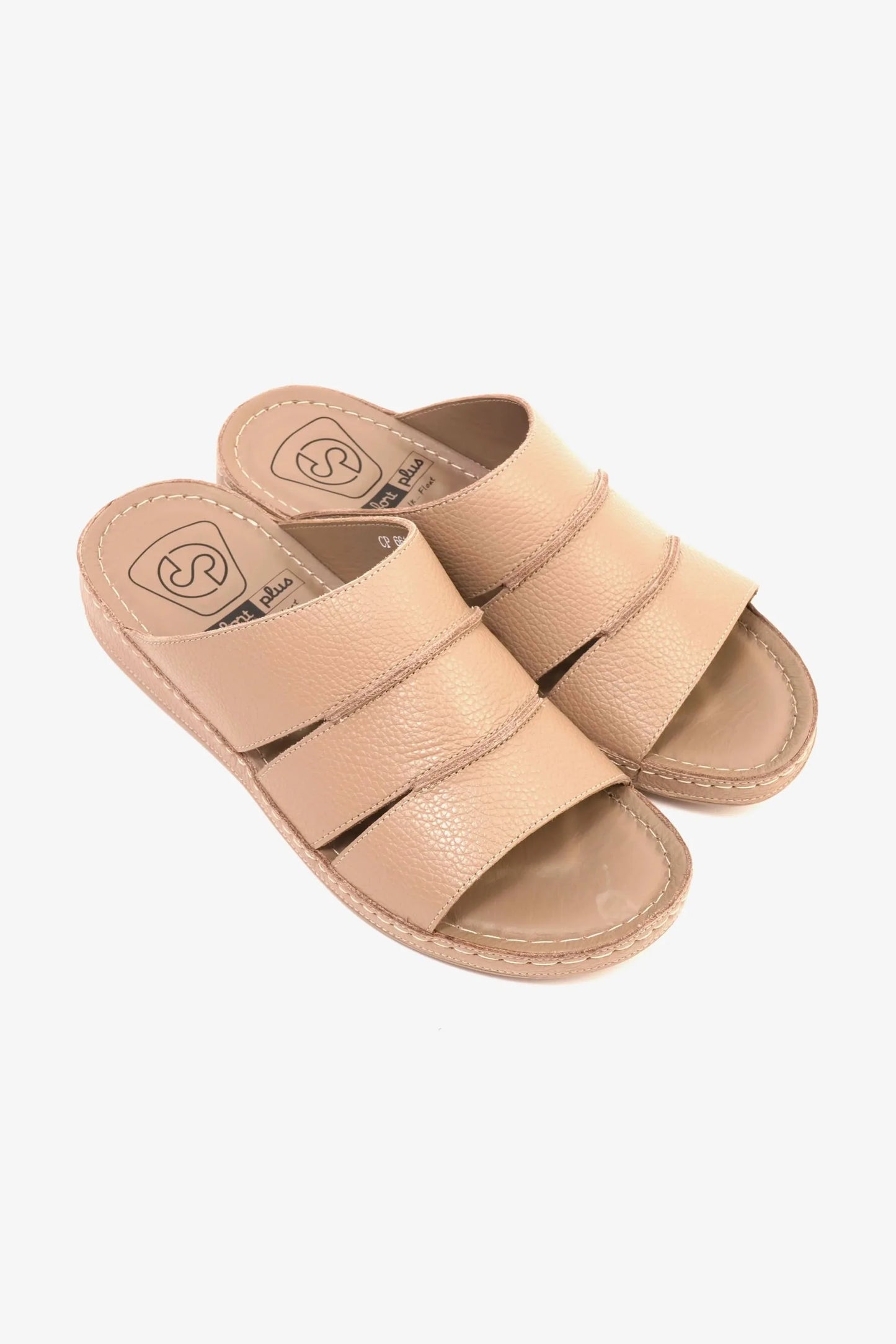 Comfort Plus Men's Leather Slide Sandals Sand MSDCP6614