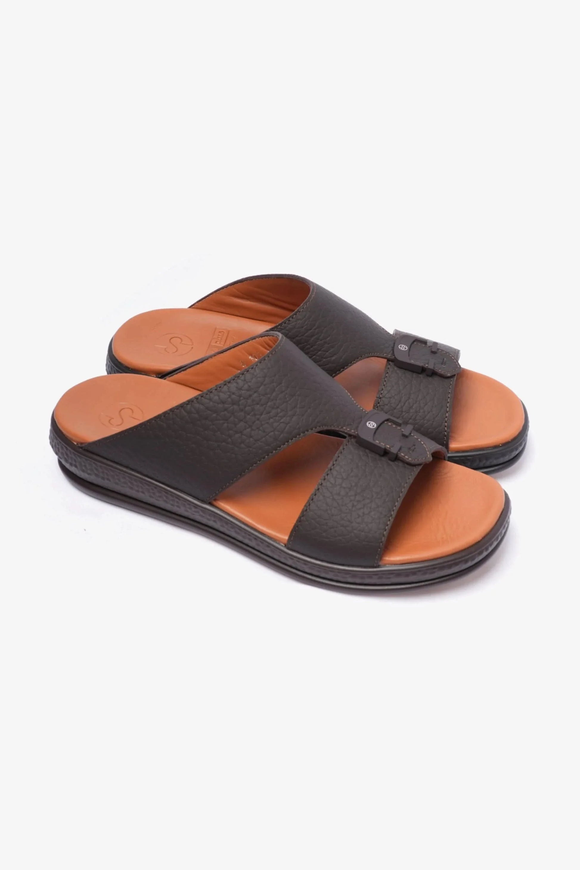 Comfort Plus Men's Stylish Trims Leather Sandals Black MSDCPD103