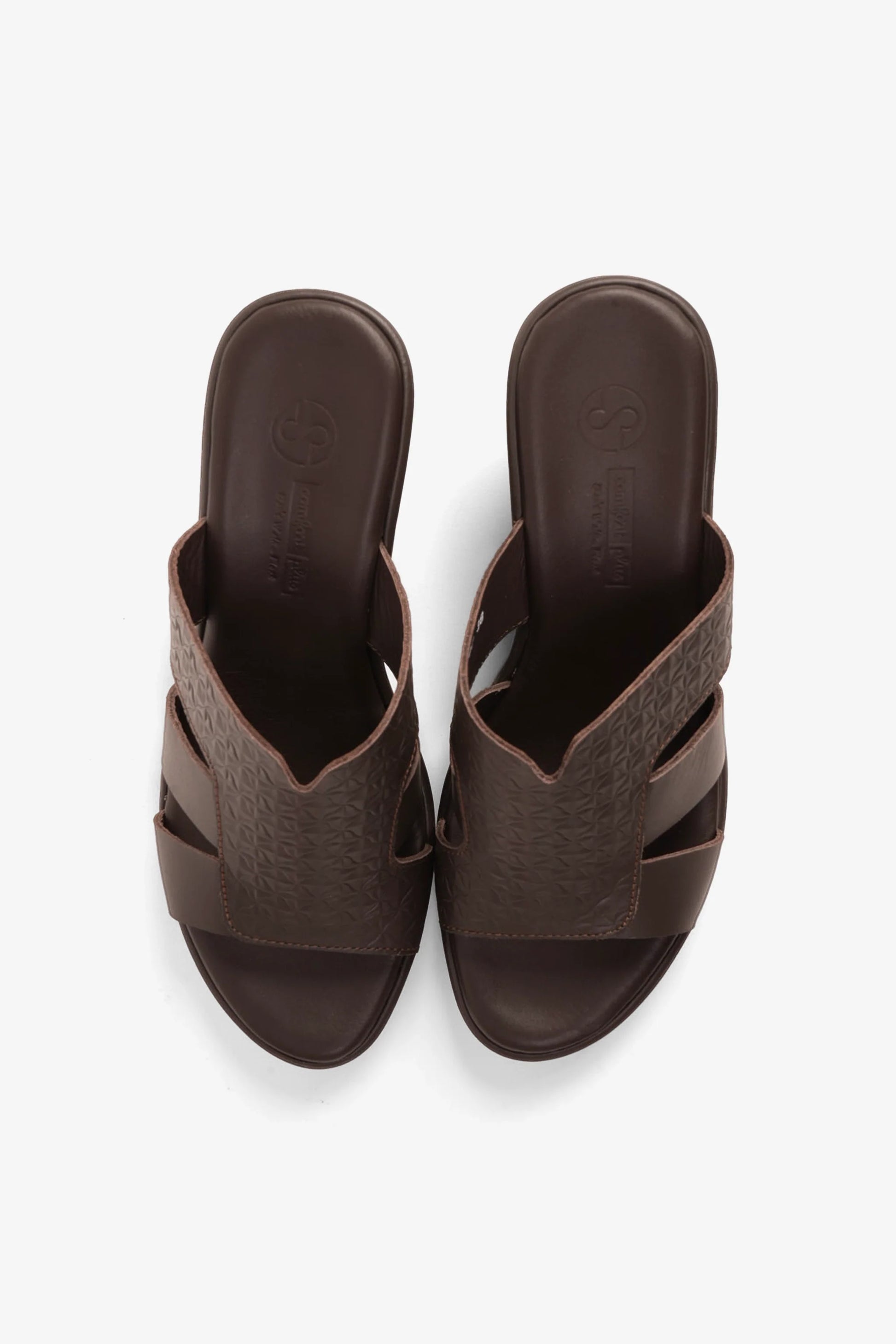 Comfort Plus Women's Embossed Leather Wedges Brown LSDCP9107