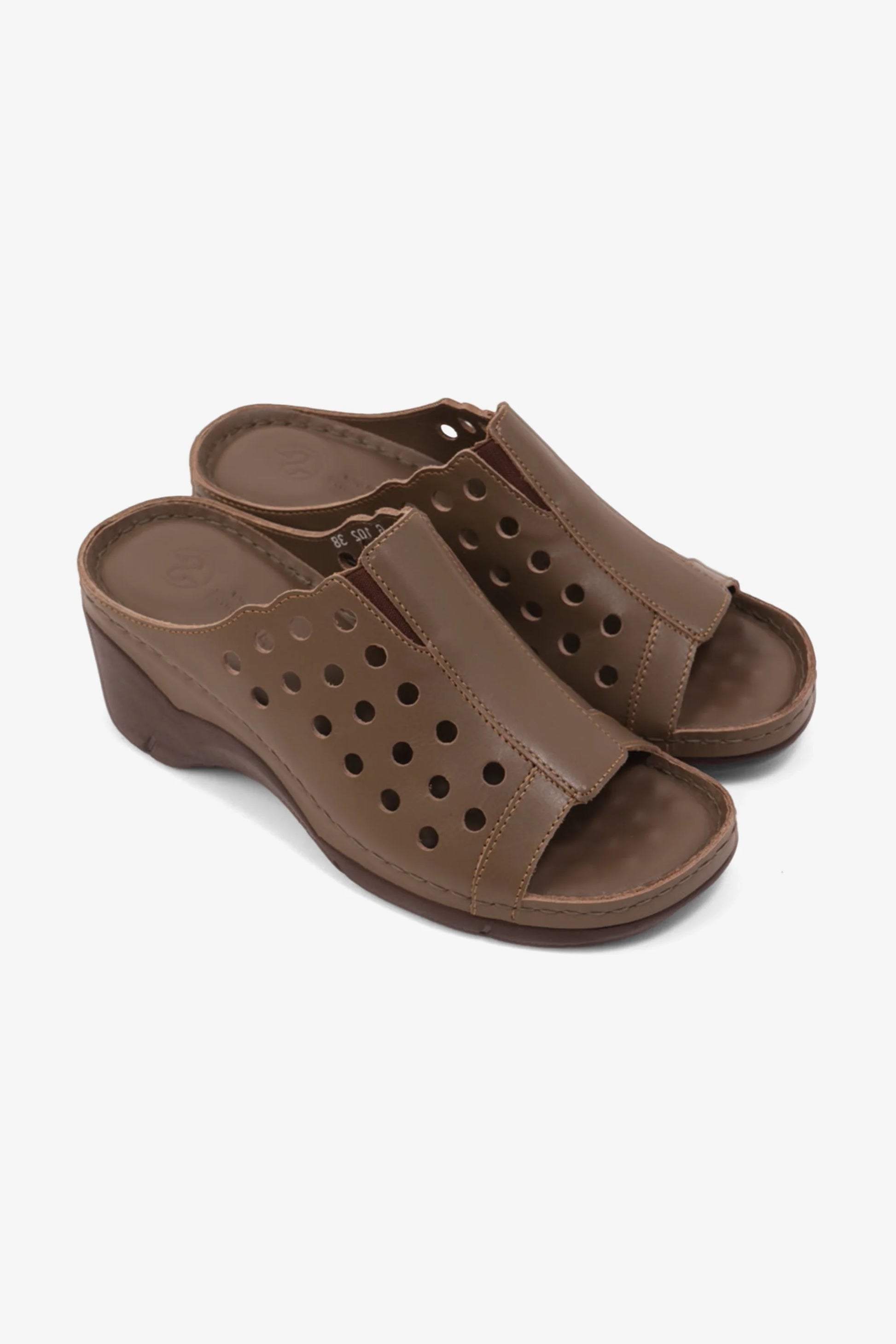 Comfort Plus Women's Perforated Wedge Sandals Truffle LSDCPGG102