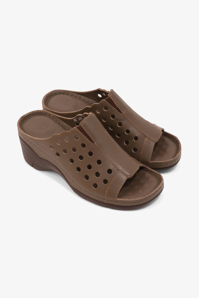 Comfort Plus Women's Perforated Wedge Sandals Truffle LSDCPGG102
