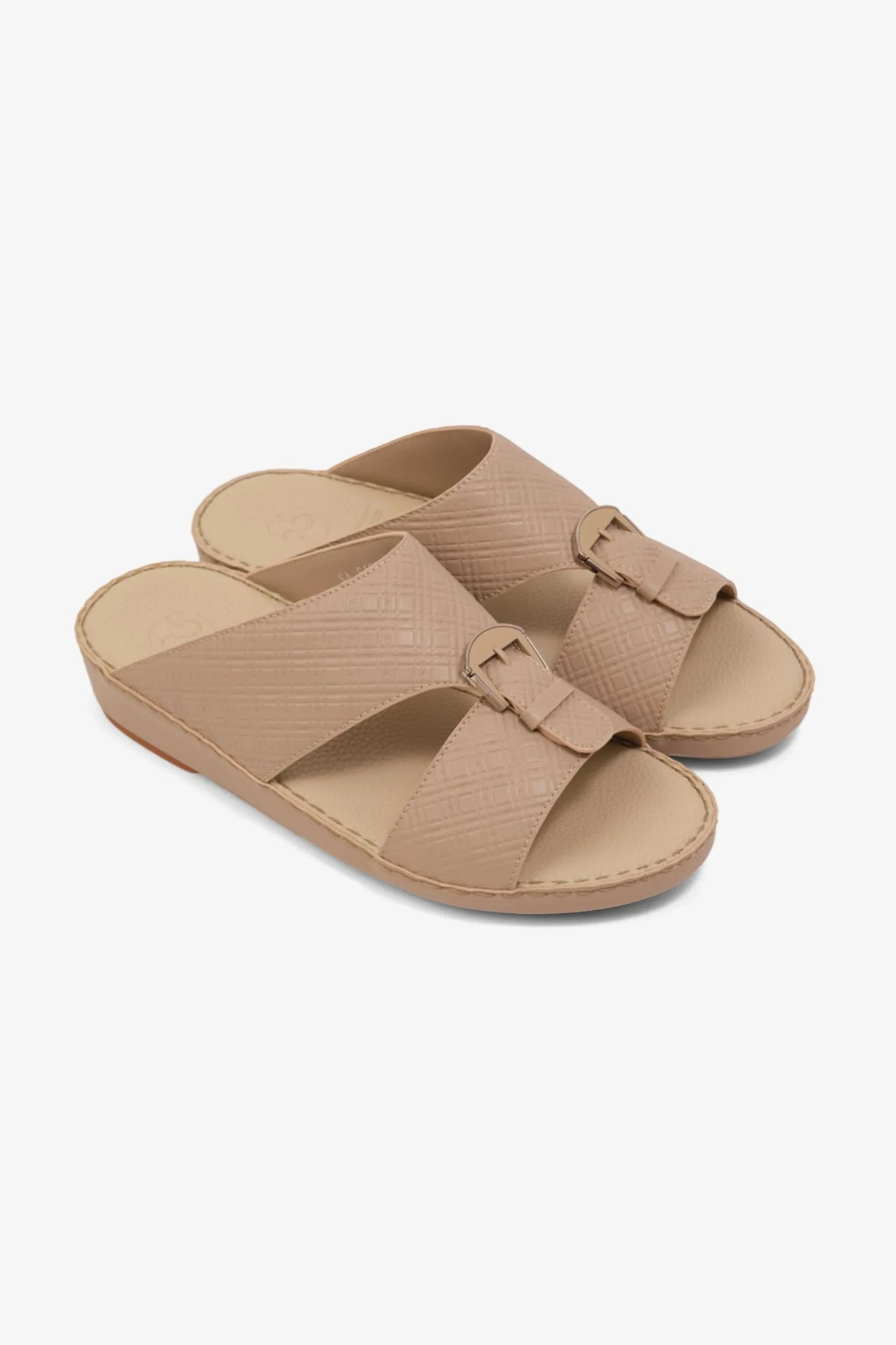 Comfort Plus Men's Cushioned Slip-On Leather Sandals Mandorla MSDCP7013