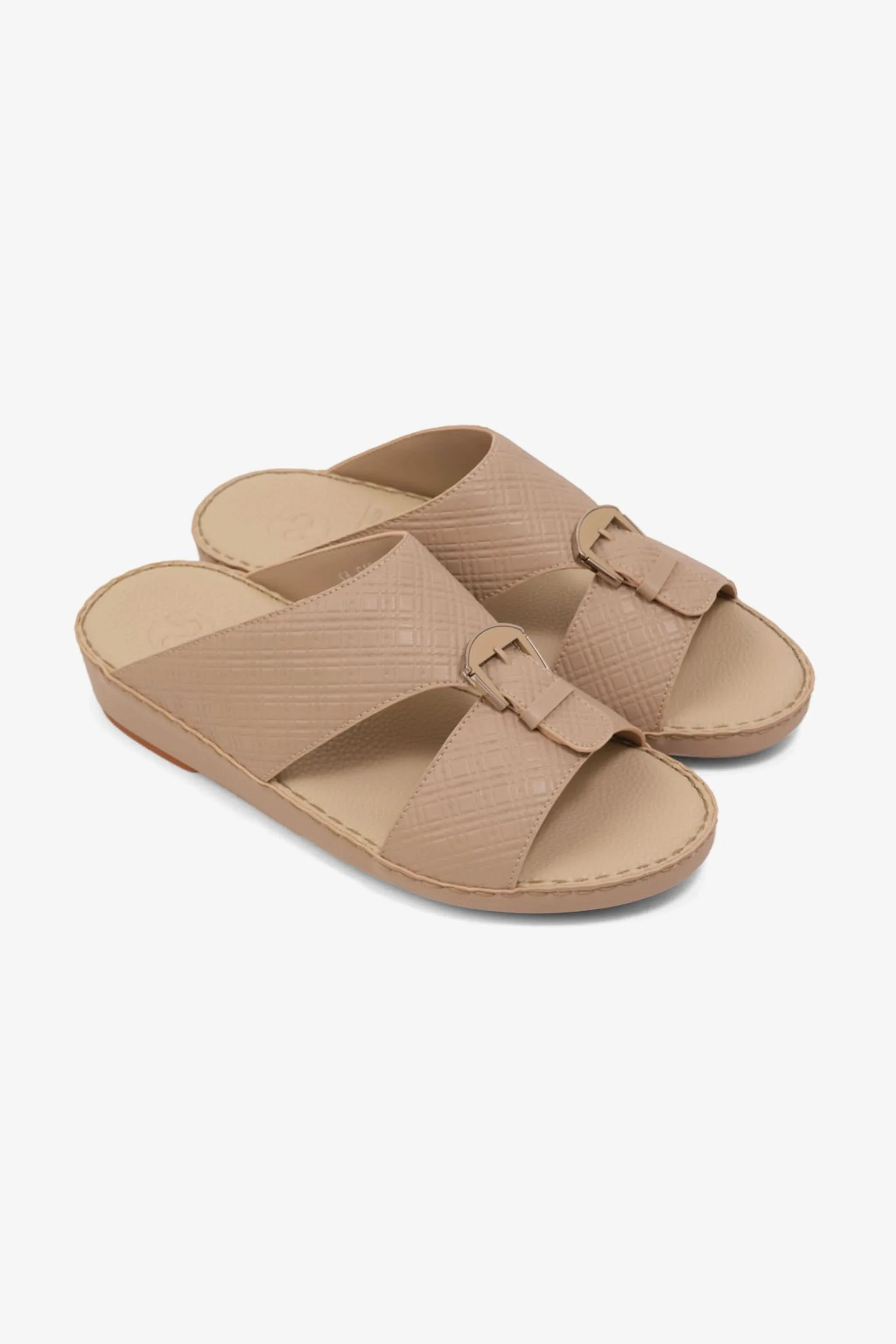 Comfort Plus Men's Cushioned Slip-On Leather Sandals Mandorla MSDCP7013