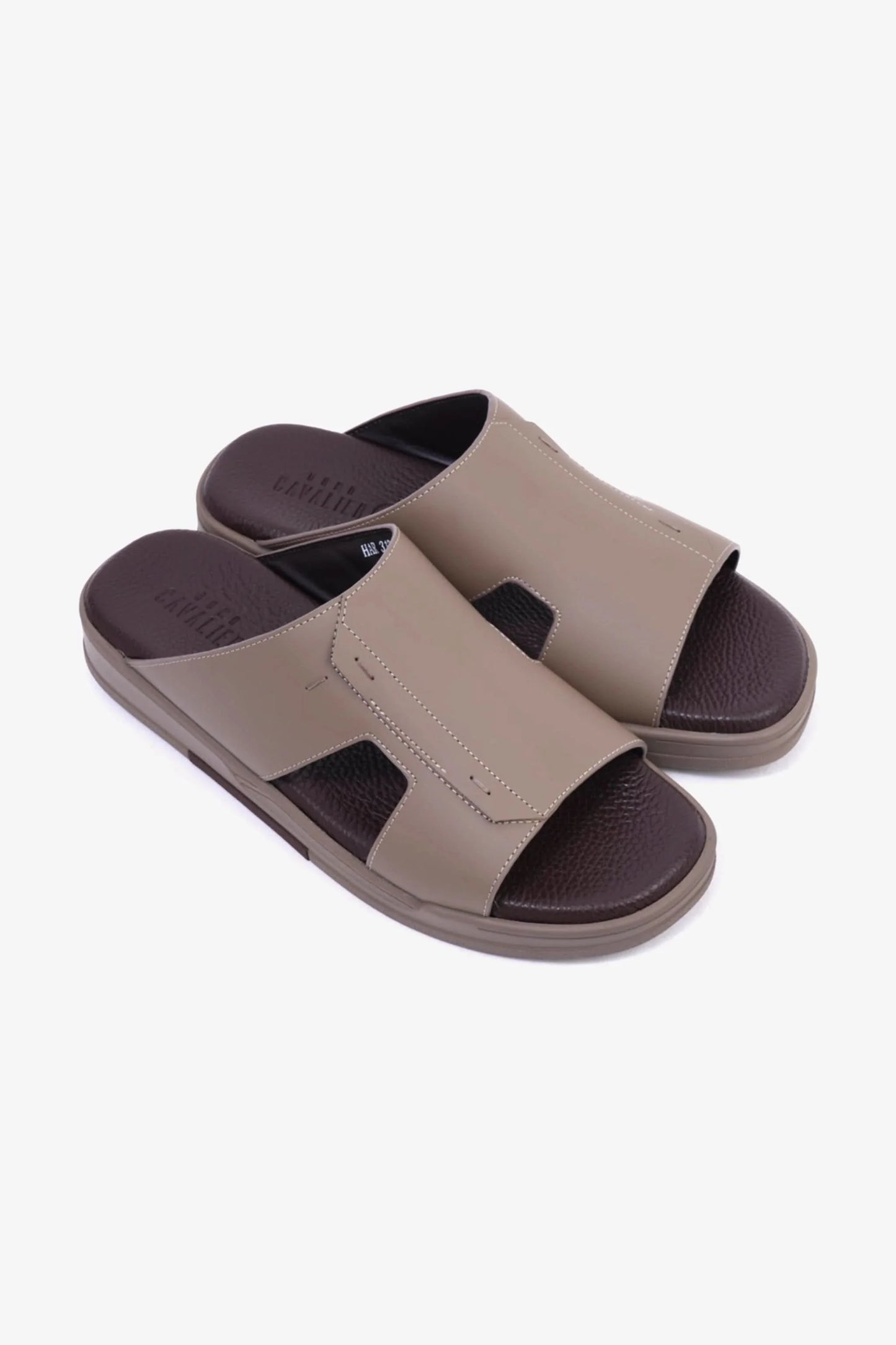 Cavalier Uomo Men's Leather Slide Sandals Stone MSDCVHAR312