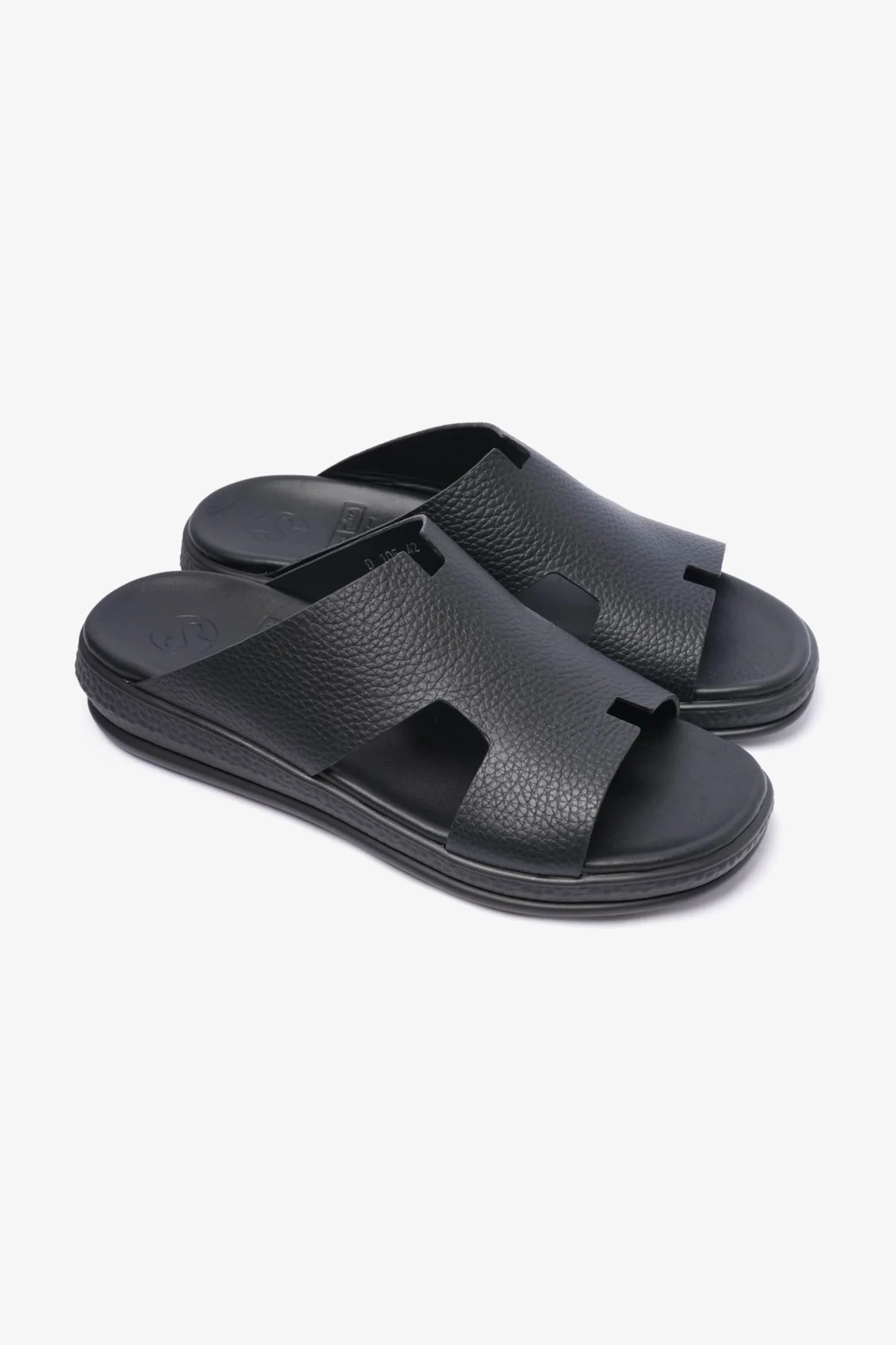 Comfort Plus Men's Classic Leather Sandals Black MSDCPD105