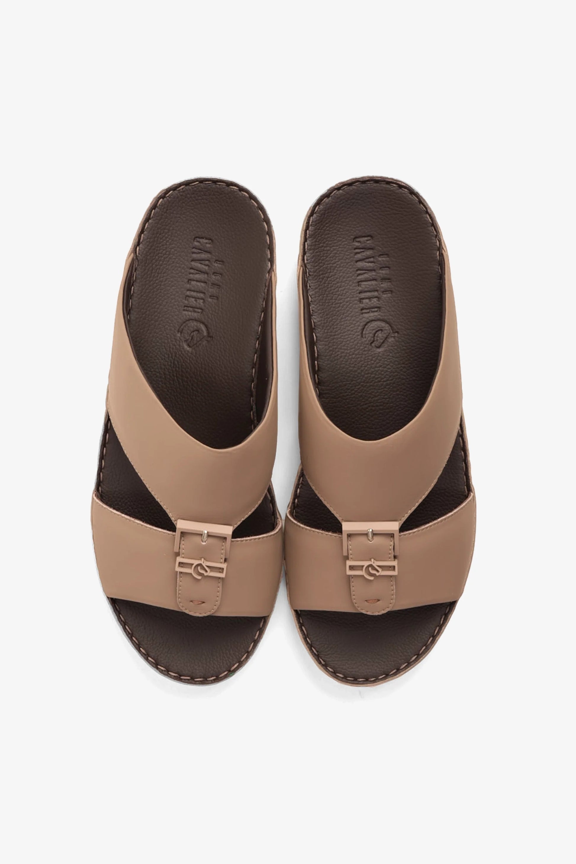 Cavalier Uomo Men's Embossed Leather Handstitched Arabic Sandals Stone MSDCV1101
