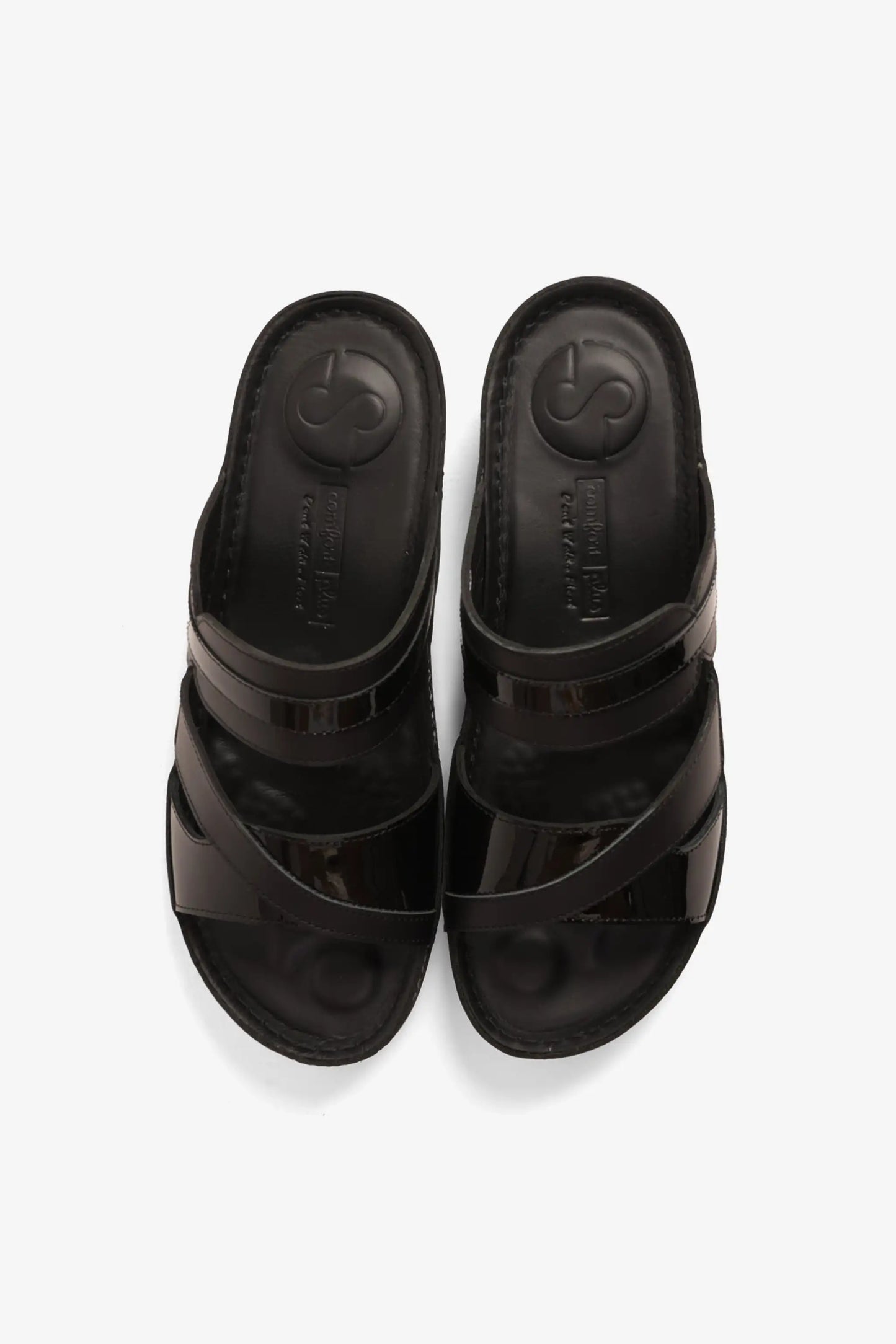 Comfort Plus Women's Ultra Soft Leather Slides Black LSDCP416