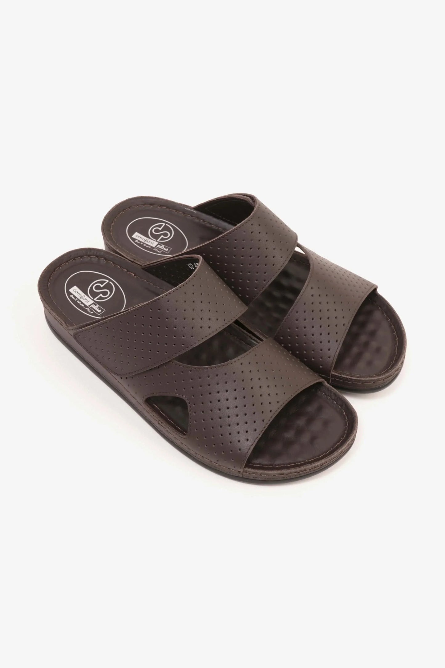 Comfort Plus Men's Textured Slip-On Arabic Sandals Brown MSDCP4005