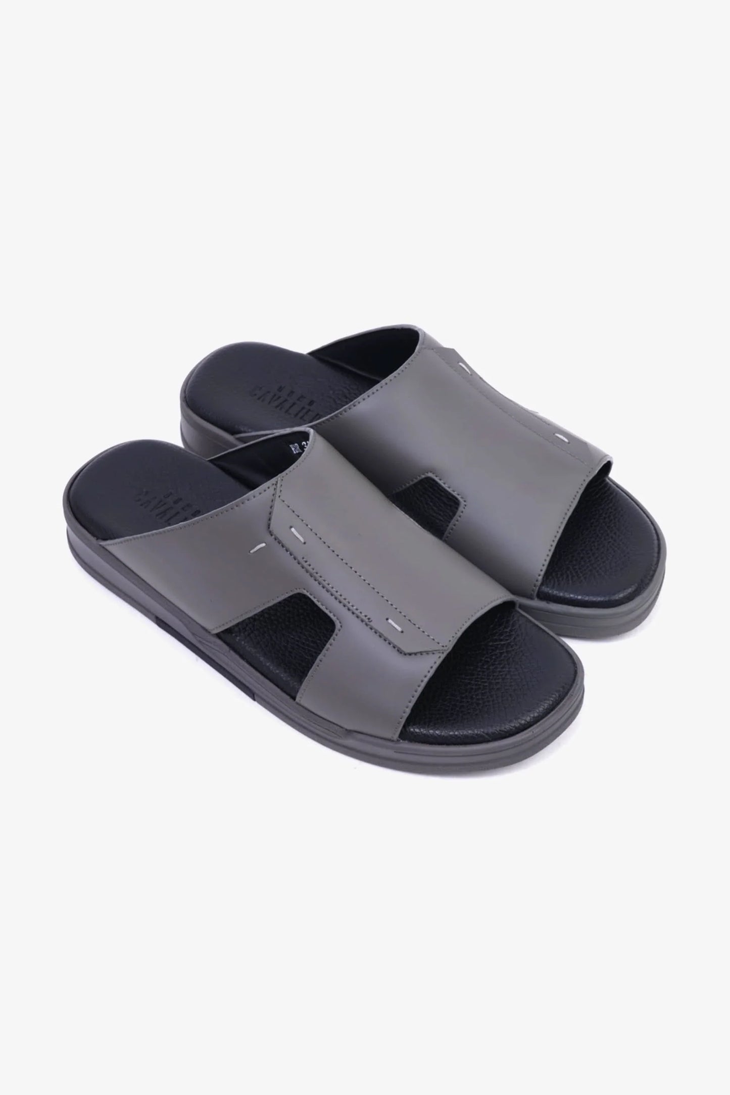 Cavalier Uomo Men's Leather Slide Sandals Grey MSDCVHAR312