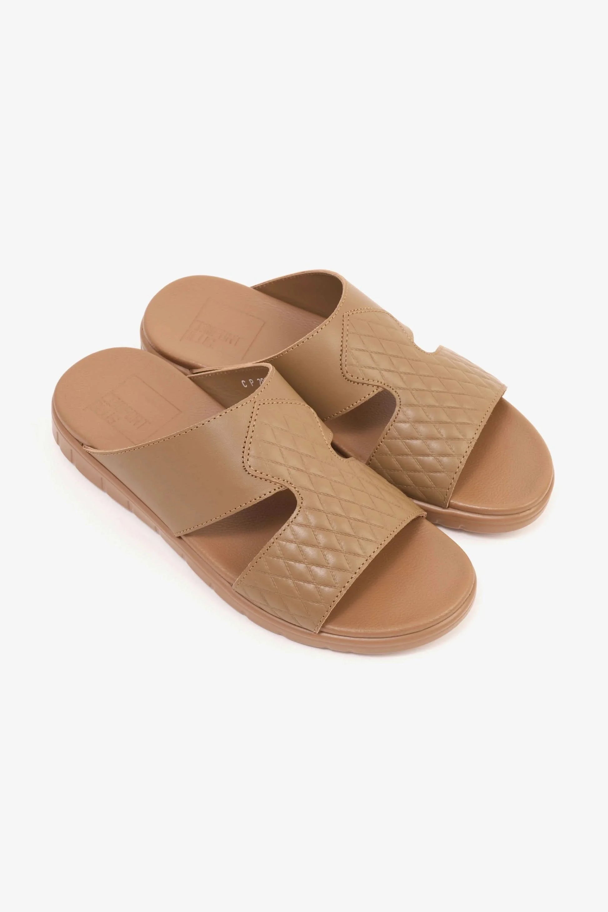 Comfort Plus Men's Quilted Leather Sandals Olive Brown MSDCP202