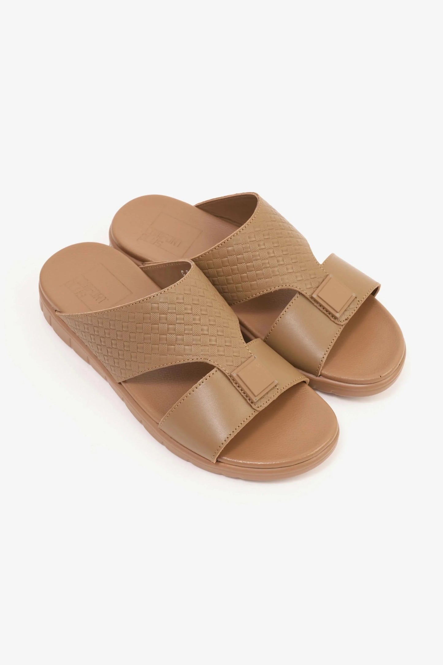 Comfort Plus Men's Embossed Leather Sandals Olive Brown MSDCP201
