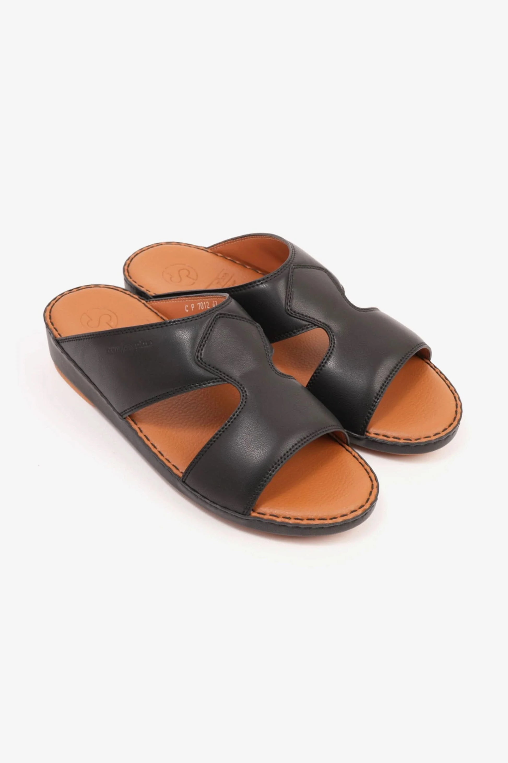 Comfort Plus Men's Luxurious Leather Sandals Black MSDCP7012