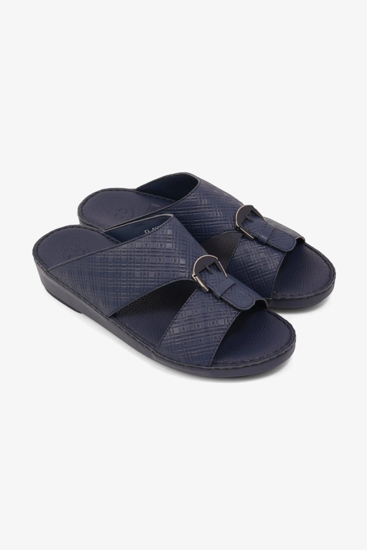 Comfort Plus Men's Cushioned Leather Slip-On Sandals Navy MSDCP7013