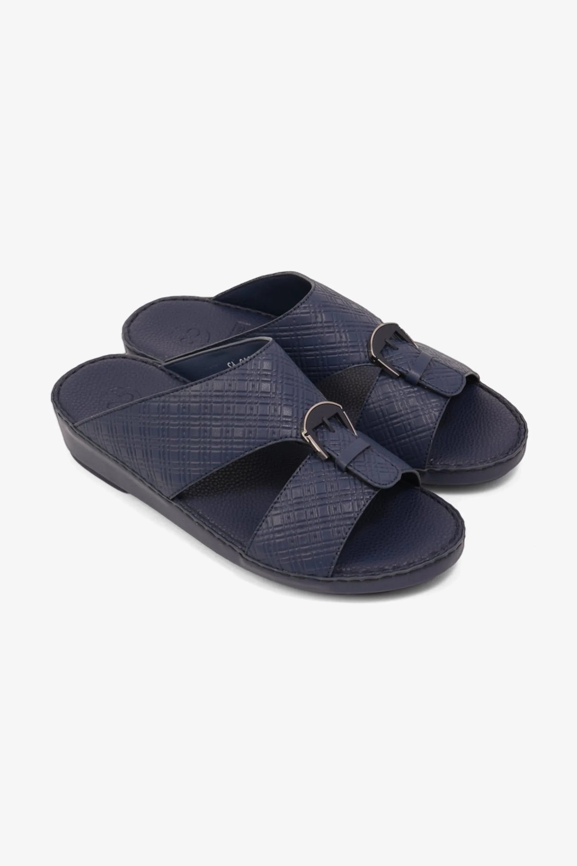 Comfort Plus Men's Cushioned Leather Slip-On Sandals Navy MSDCP7013