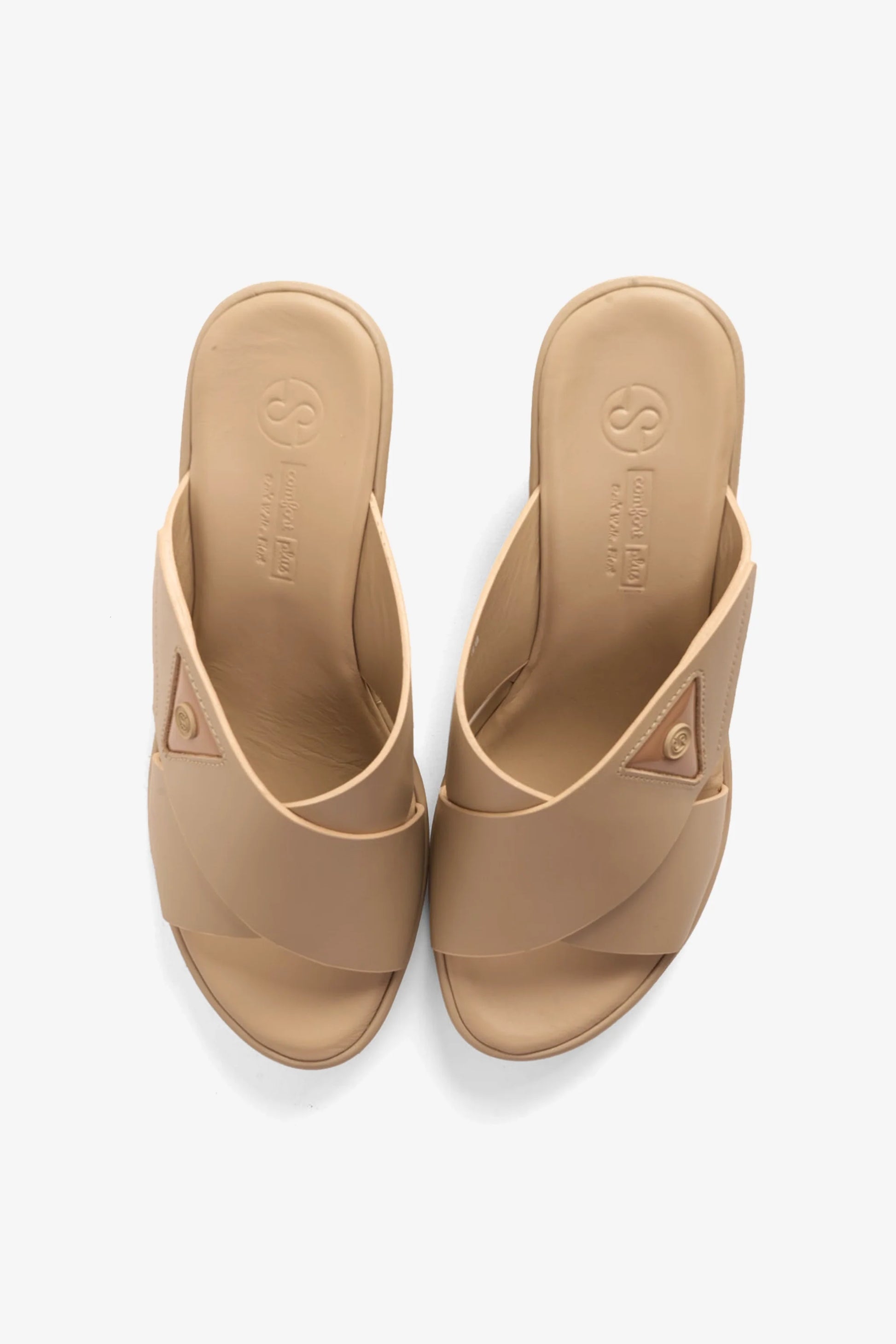 Comfort Plus Women's Cross-Strap Slide Sandals Beige LSDCP9108