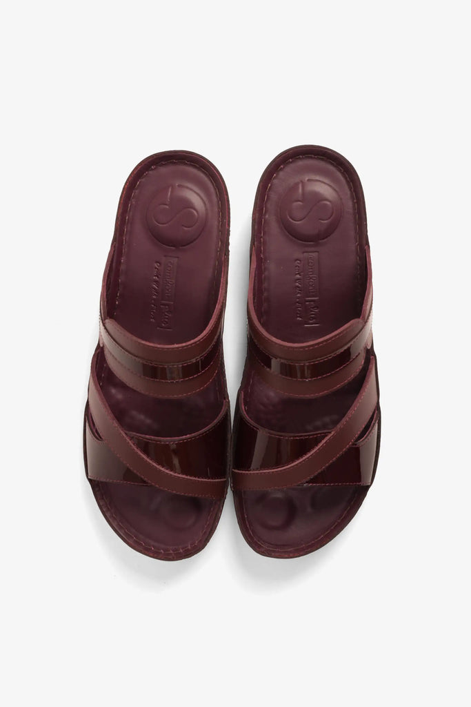Comfort Plus Women's Ultra Soft Leather Slides Cherry LSDCP416