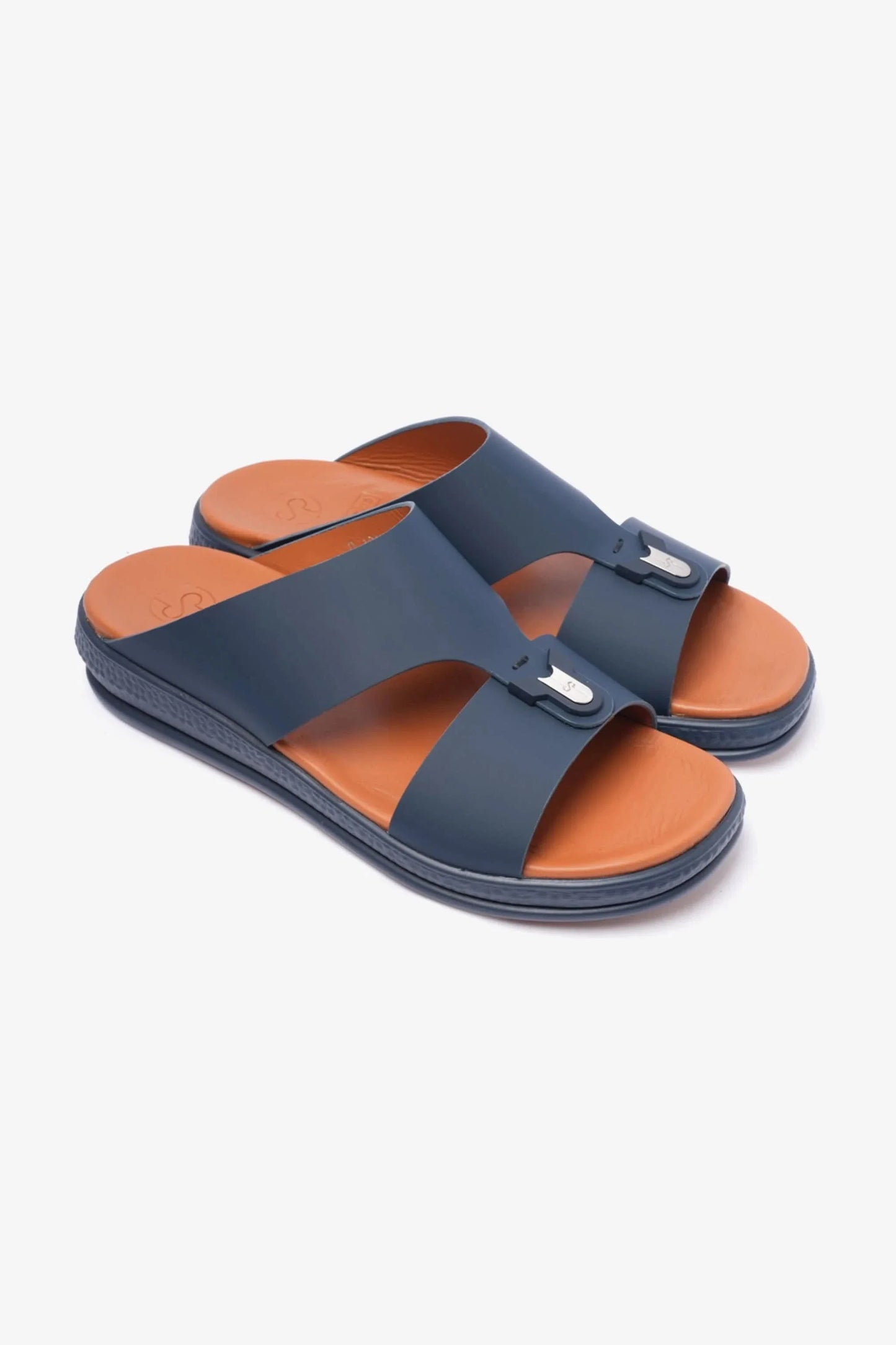 Comfort Plus Men's Buckle Leather Sandals Navy MSDCPD101