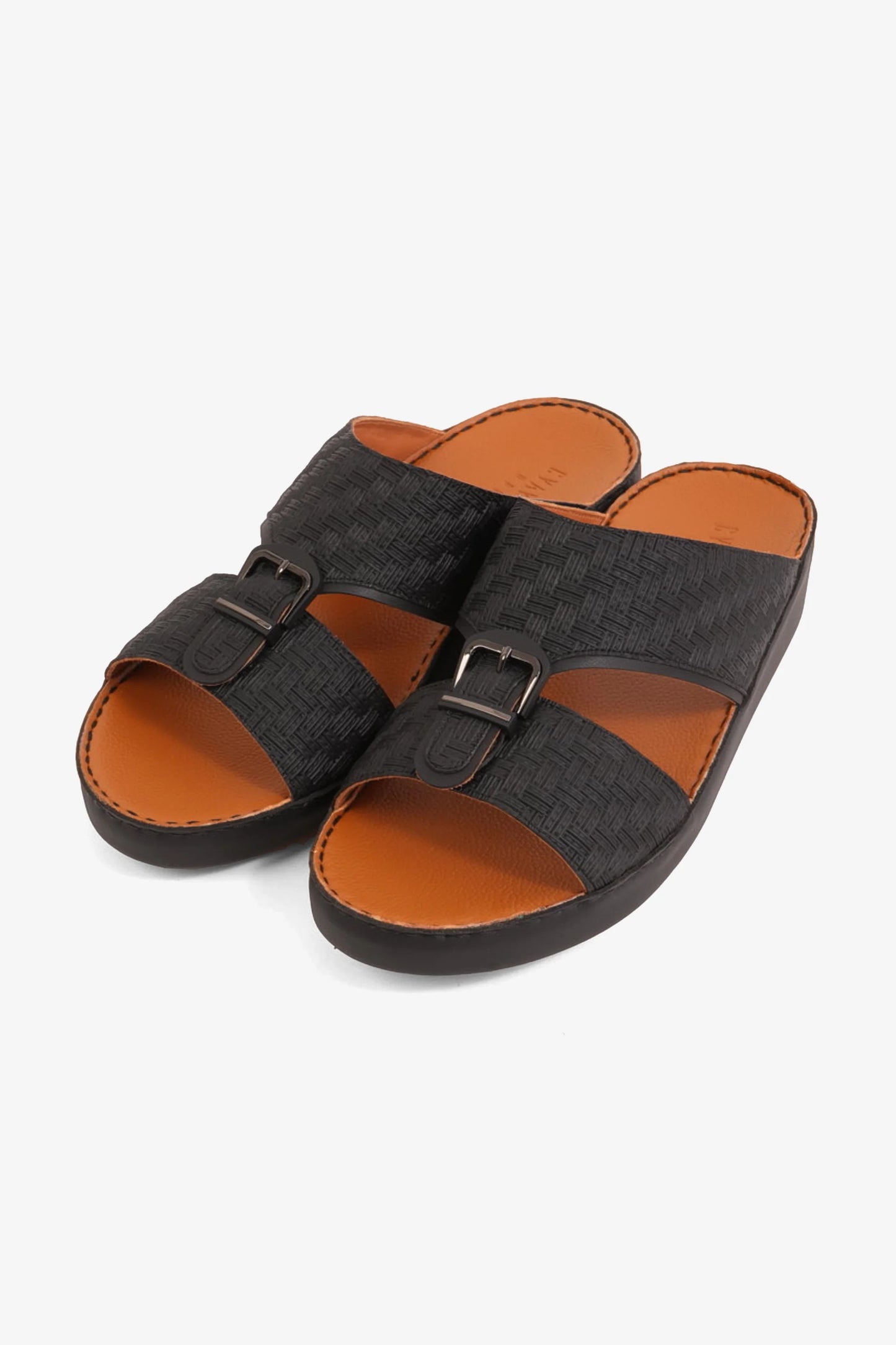 Cavalier Uomo Men's Premium Leather Arabic Sandals Black MSDCV1114