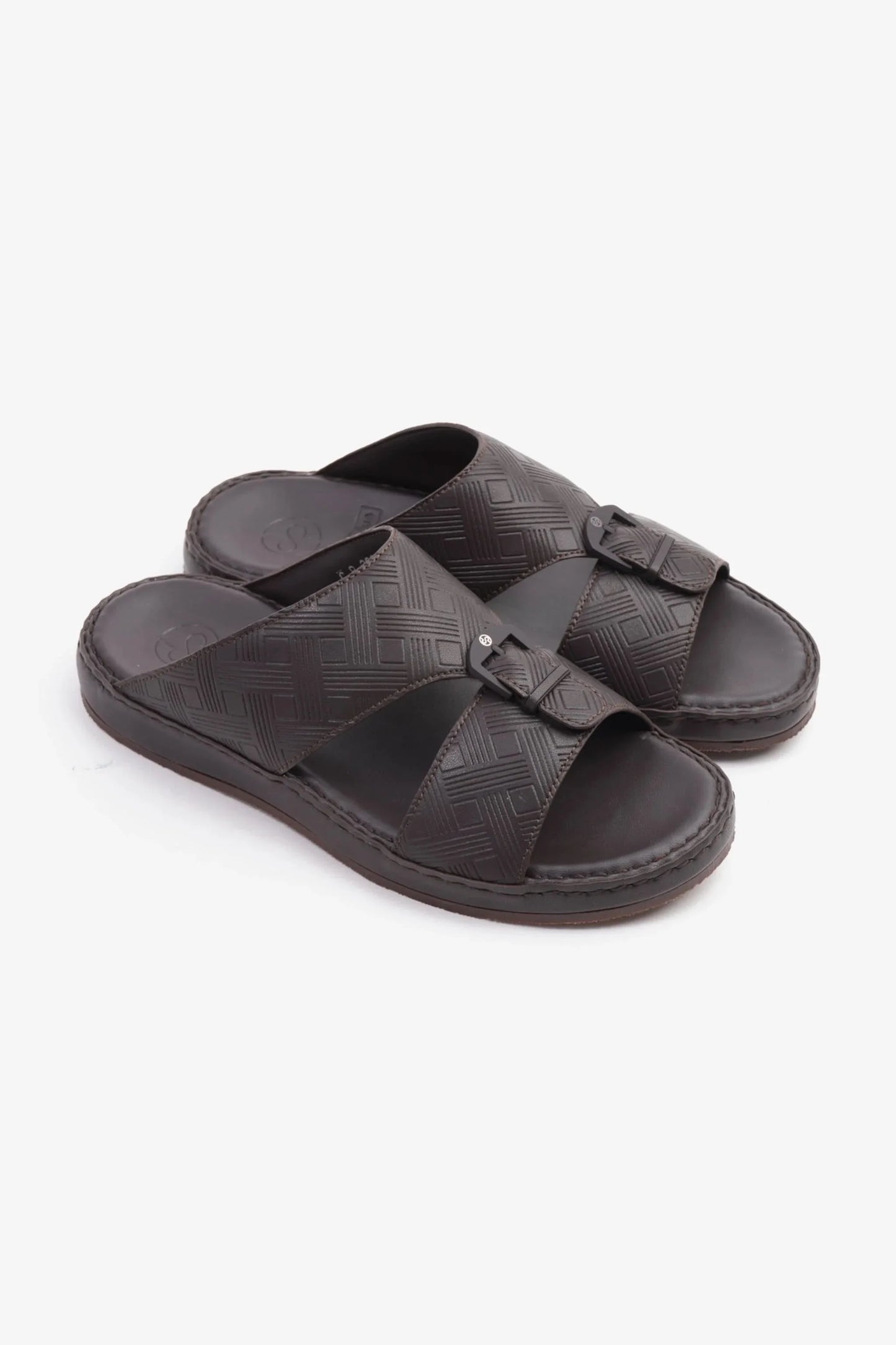 Comfort Plus Men's Embossed Arabic Leather Sandals Brown MSDCP3001