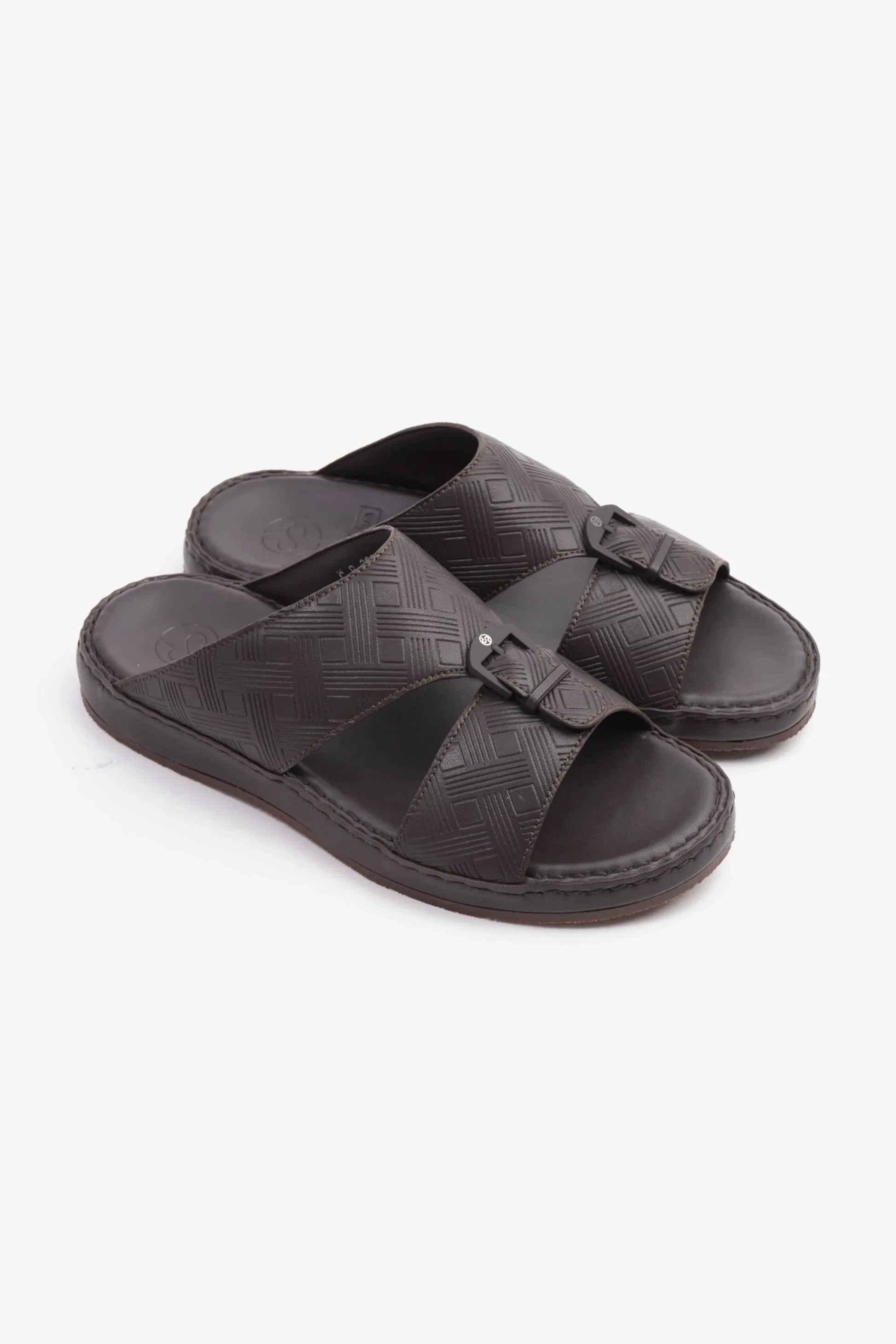 Comfort Plus Men's Embossed Arabic Leather Sandals Brown MSDCP3001