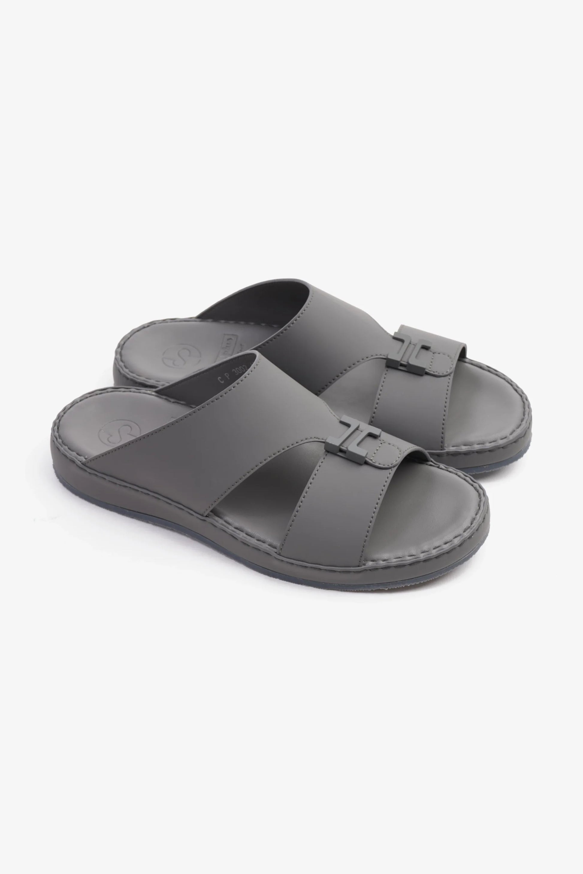 Comfort Plus Men's Matte Leather Stylish Trim Arabic Sandals Dark Grey MSDCP3002